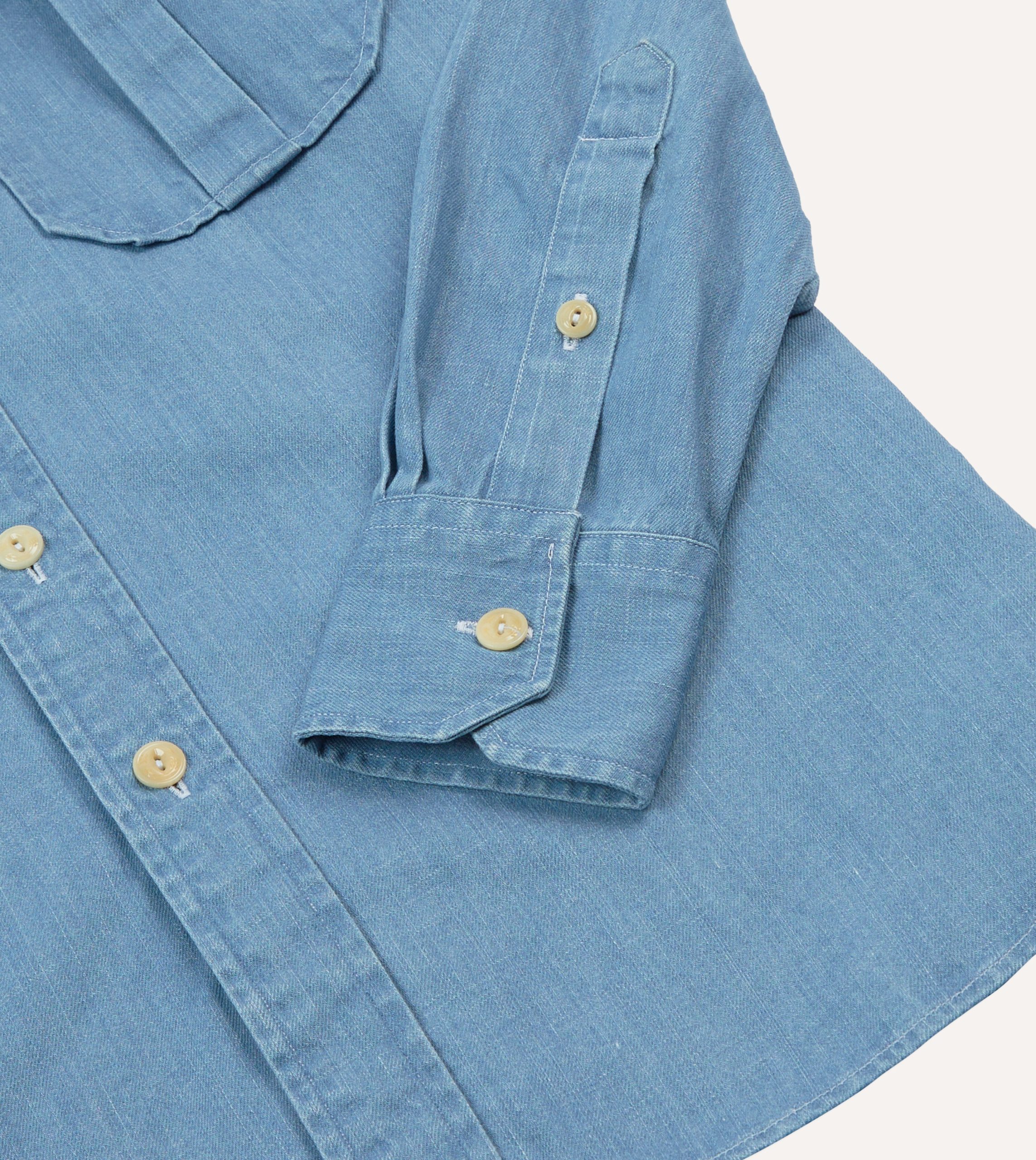 Bleach Wash Denim Military Shirt - Image 5