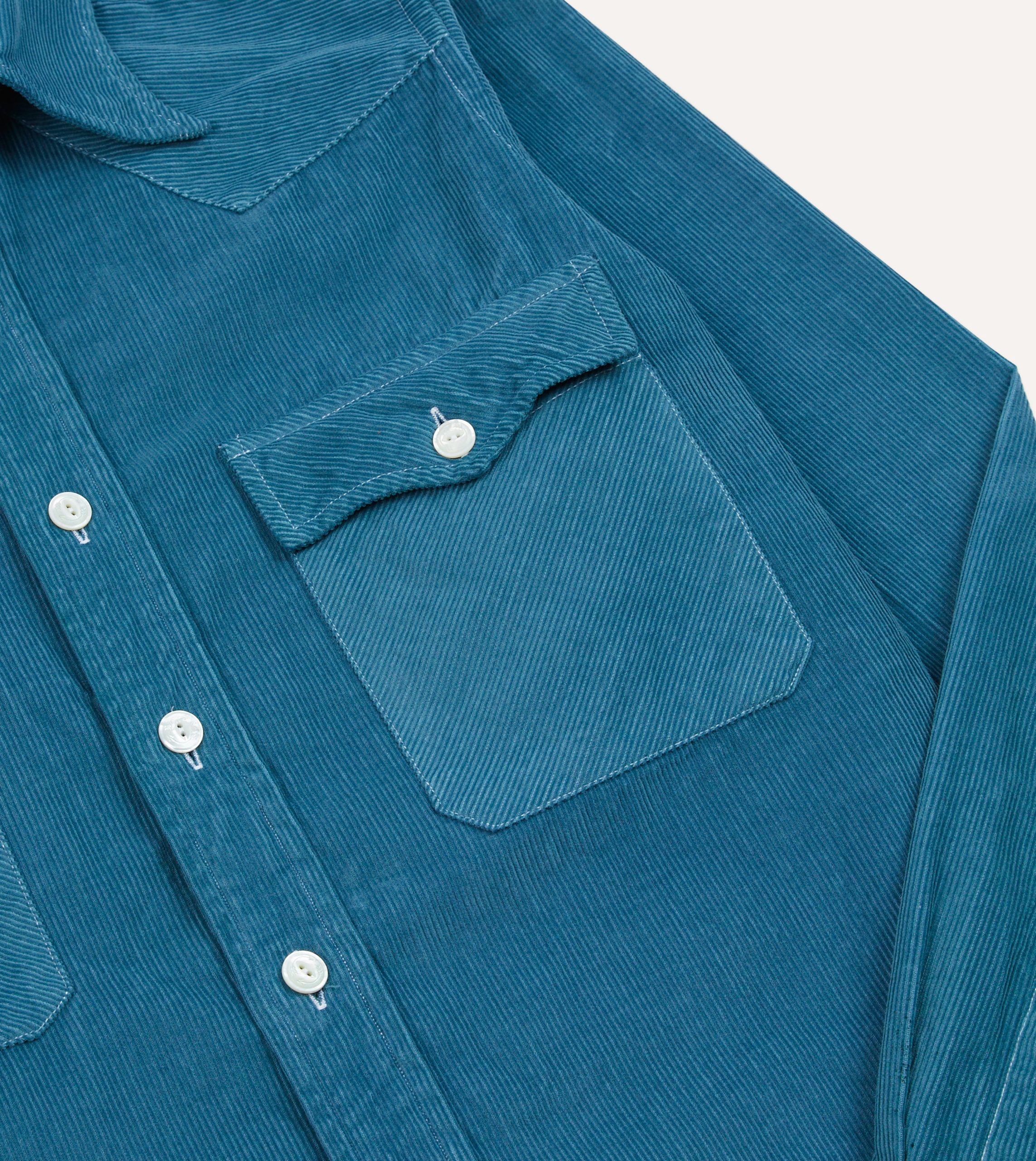 Turquoise Corduroy Two-Pocket Western Shirt - Image 4