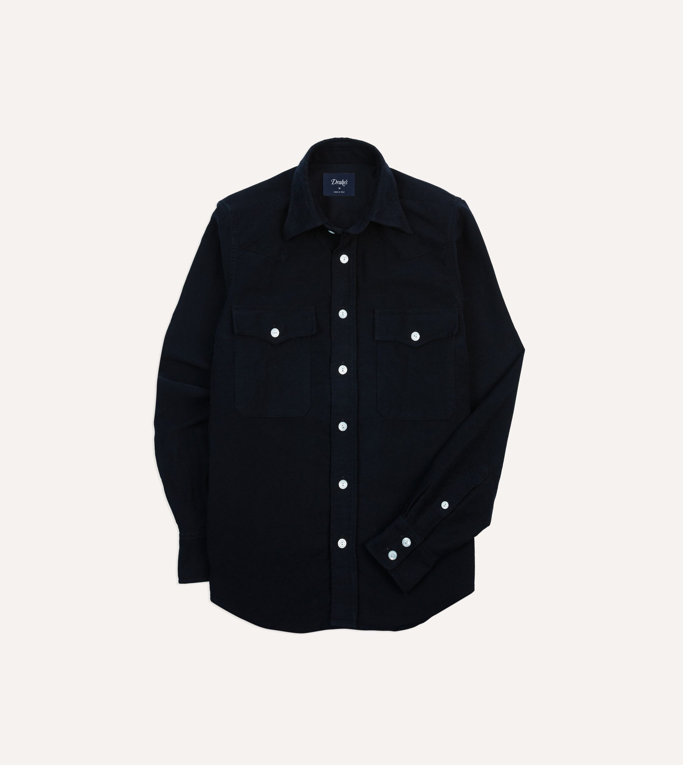 Navy Moleskin Two-Pocket Western Shirt