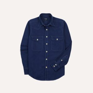Indigo Canvas Two-Pocket Western Shirt