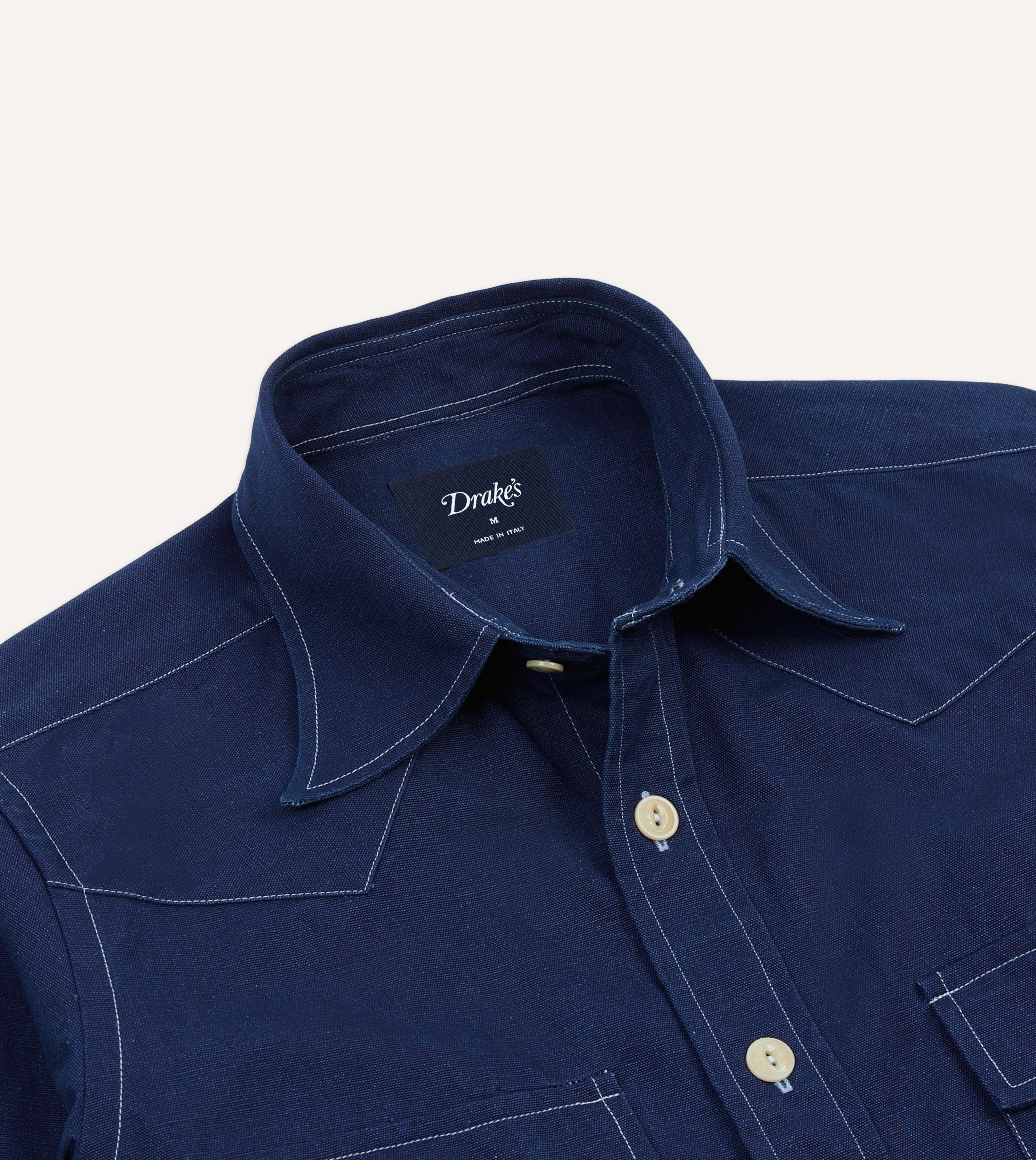 Indigo Canvas Two-Pocket Western Shirt - Image 3