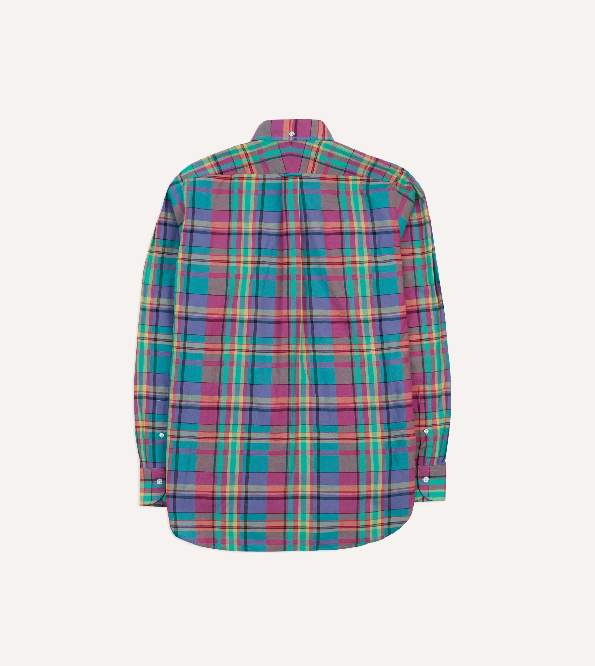 Pink and Blue Madras Check Cotton Button-Down Popover Shirt - Image 6