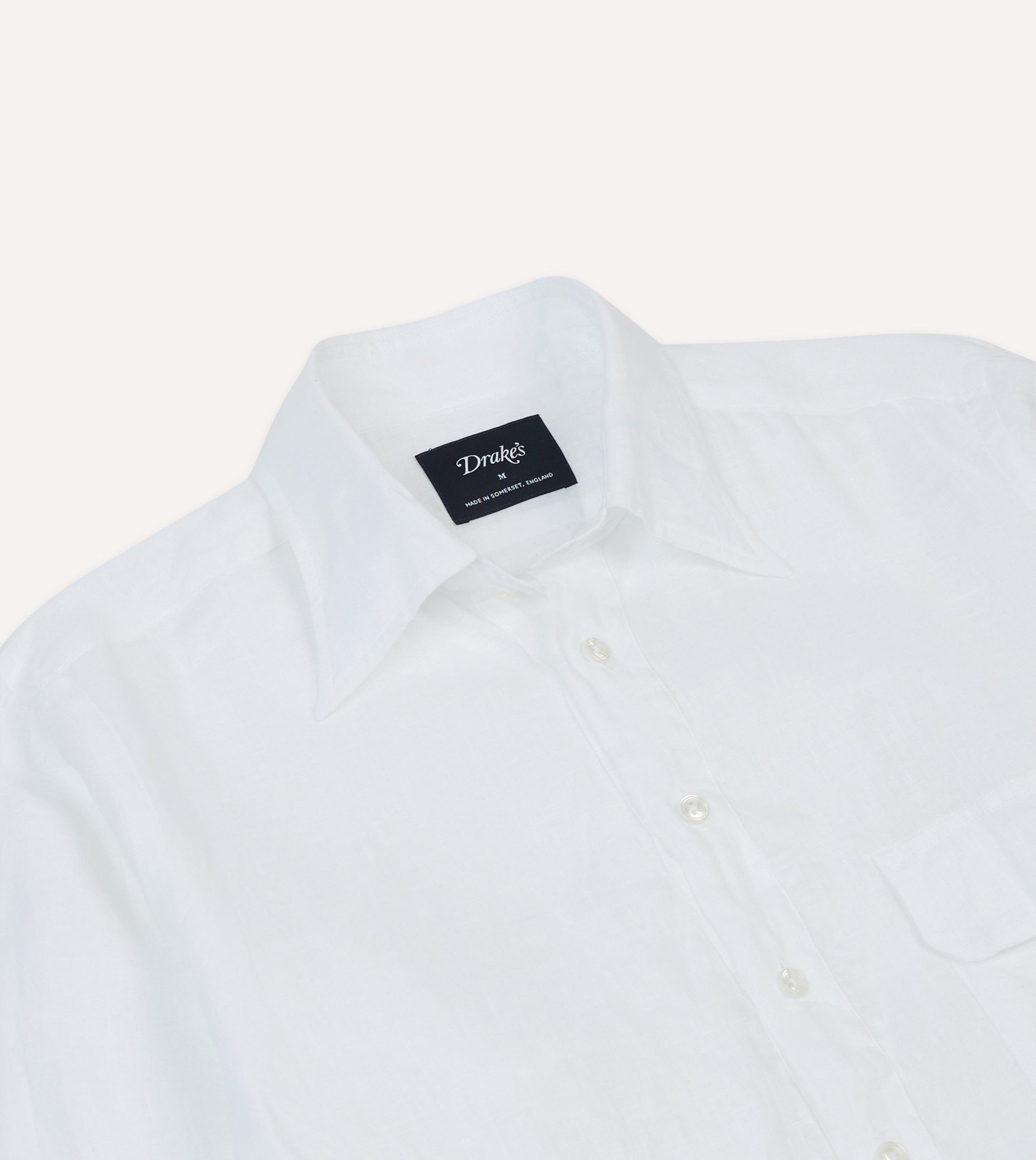 White Linen Long Point Collar Popover Shirt - Image 3
