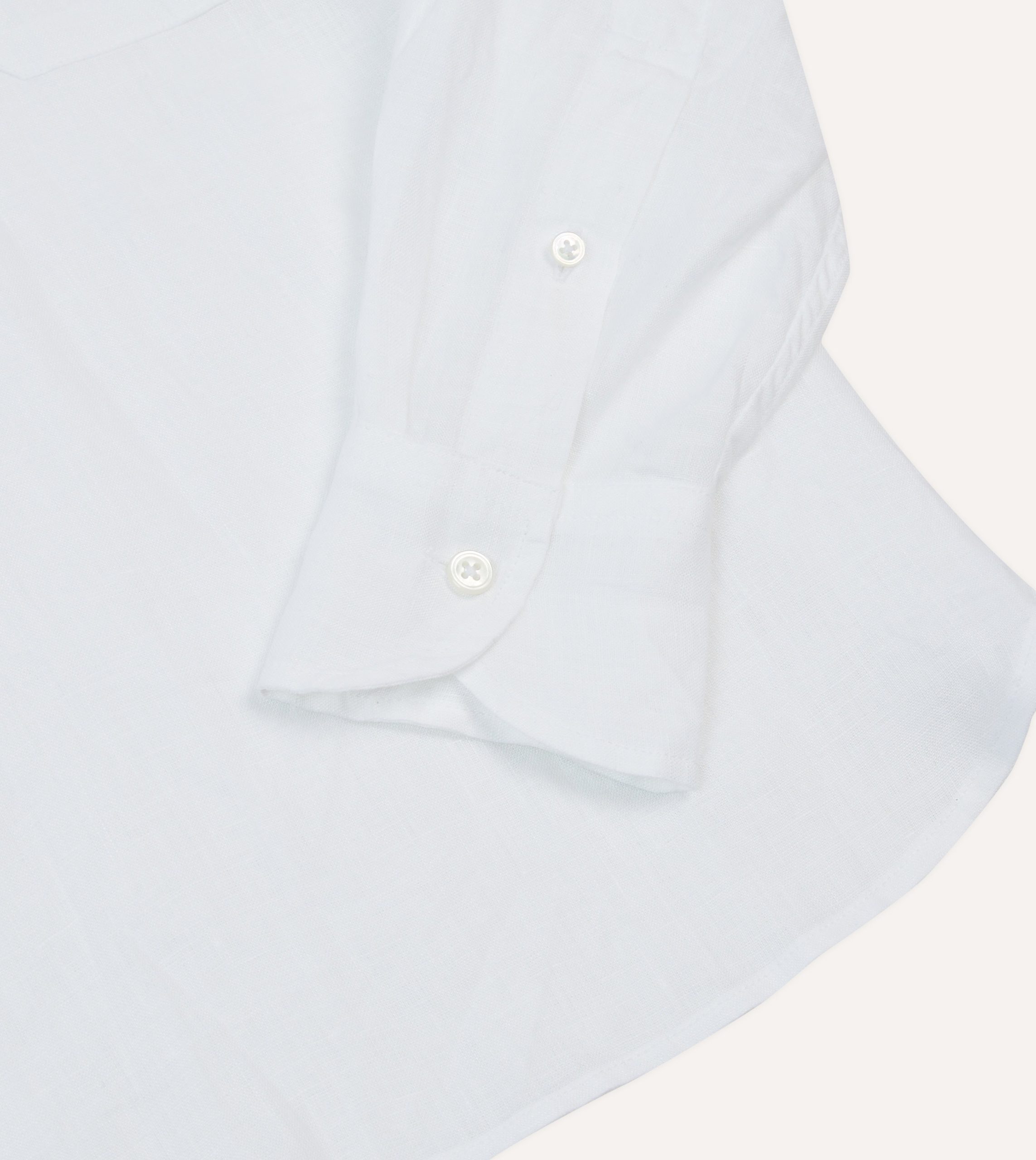 White Linen Long Point Collar Popover Shirt - Image 5