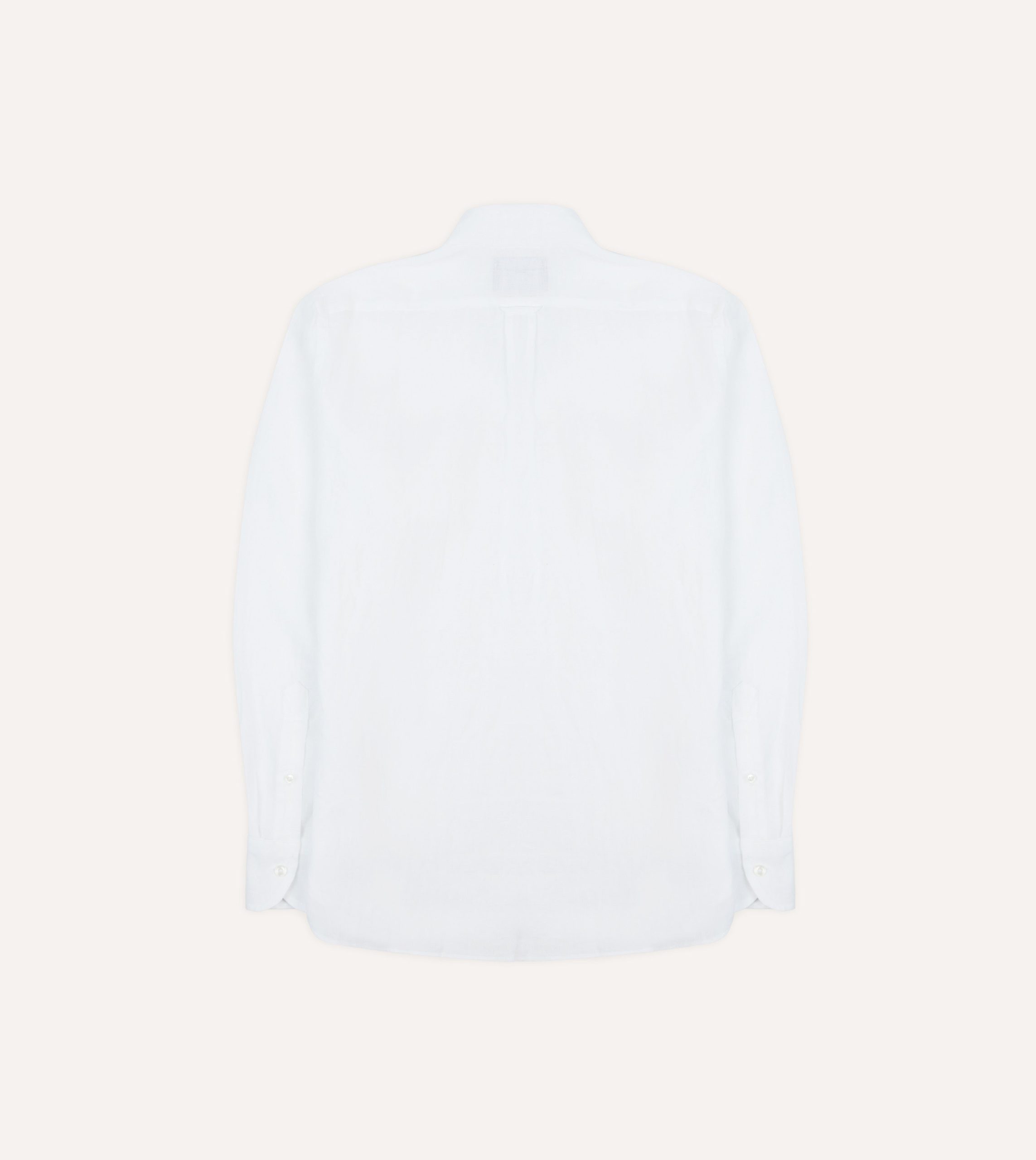 White Linen Long Point Collar Popover Shirt - Image 6