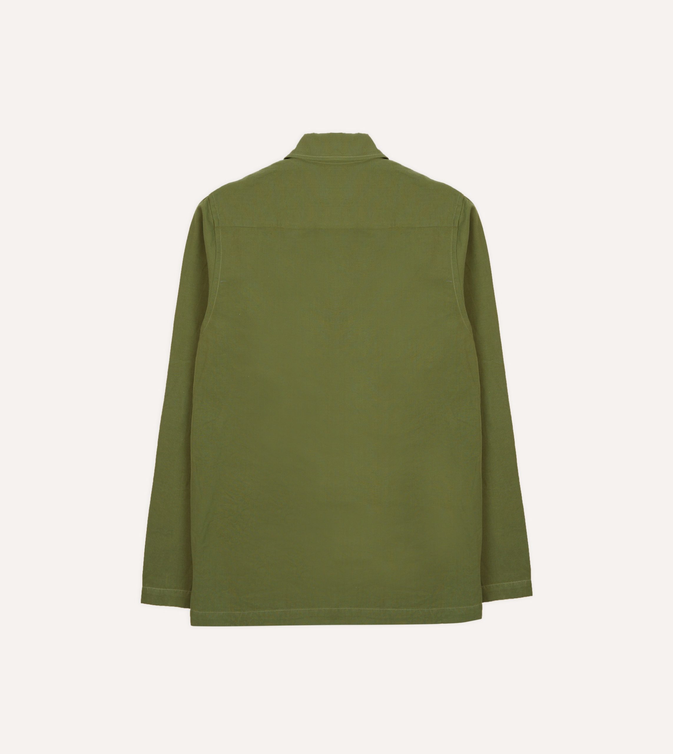 Olive Cotton-Linen Popover Shirt - Image 6