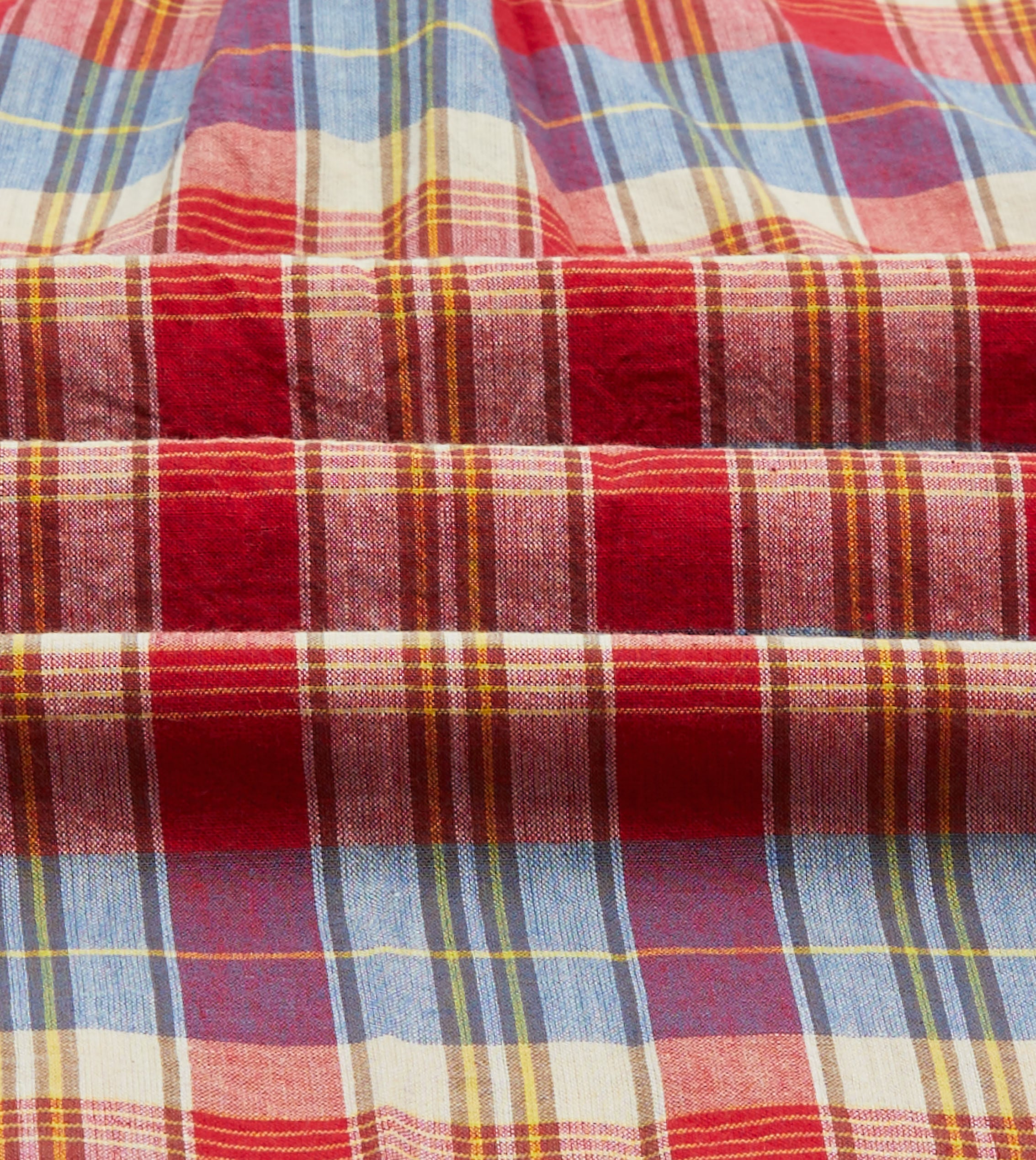Red and Blue Madras Check Cotton Button-Down Popover Shirt - Image 2