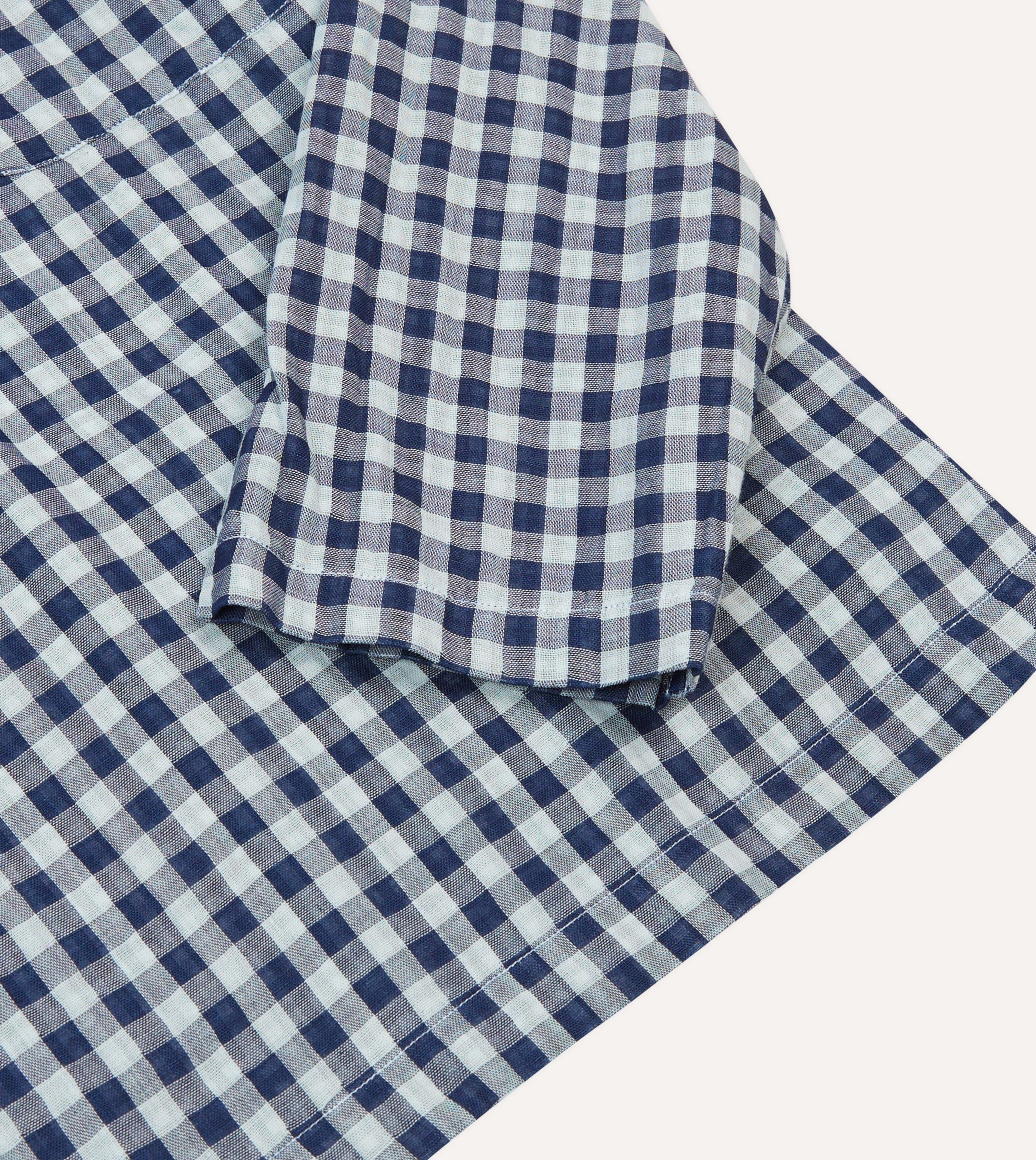 Navy Gingham Cotton Reversible Smock - Image 6