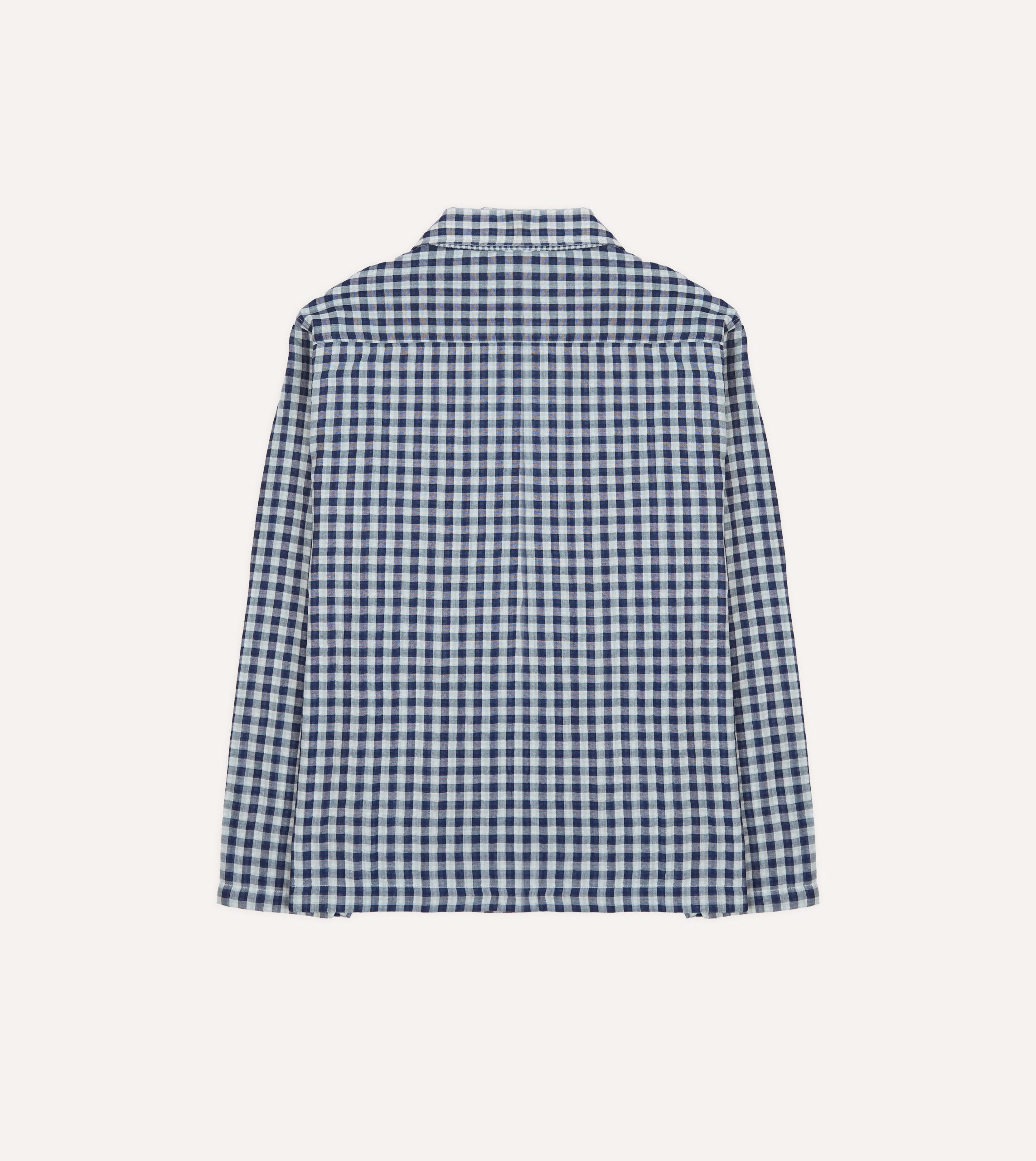 Navy Gingham Cotton Reversible Smock - Image 7