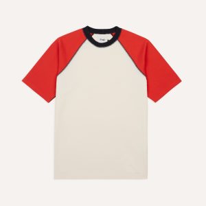 Ecru and Red Raglan Sleeve Hiking T-Shirt