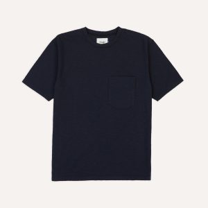 Navy Flamé Cotton Crew Neck Hiking T-Shirt