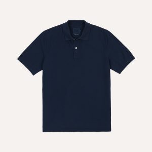 Dark Navy Piqué Cotton Polo Shirt