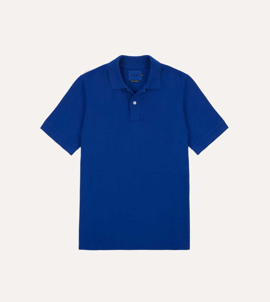 Blue Piqu?? Cotton Polo Shirt