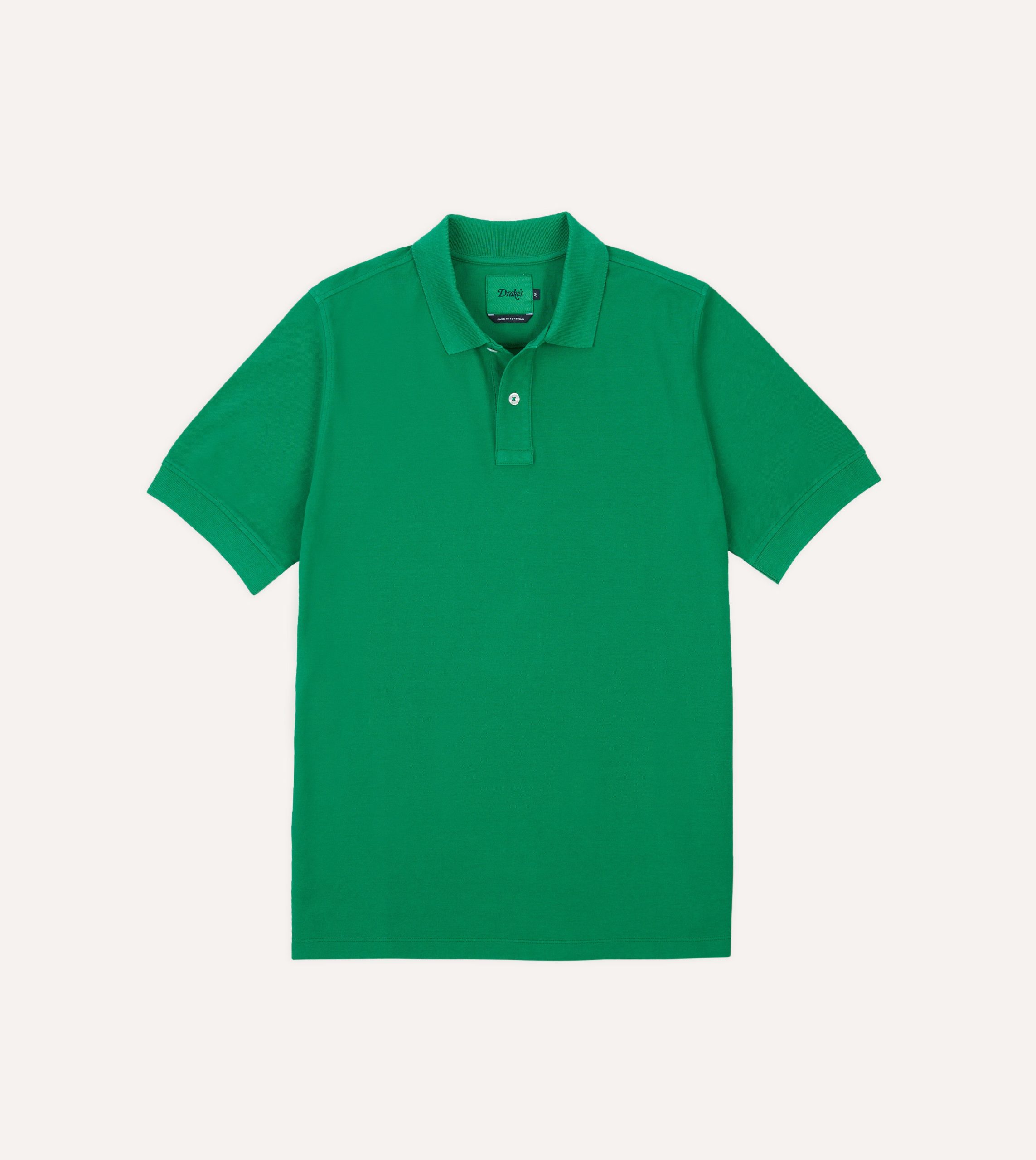 Washed Green Piqu?? Cotton Polo Shirt