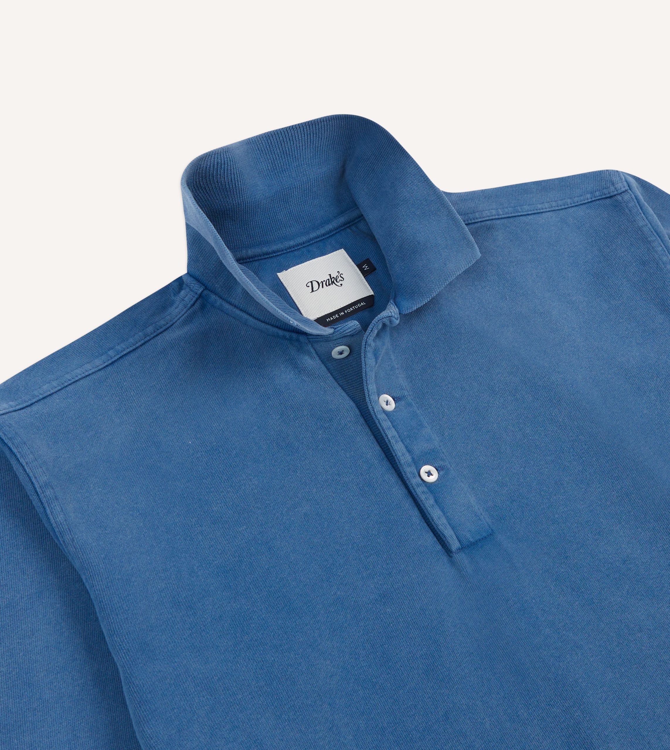Indigo Cotton Jersey Long-Sleeve Polo Shirt - Image 4