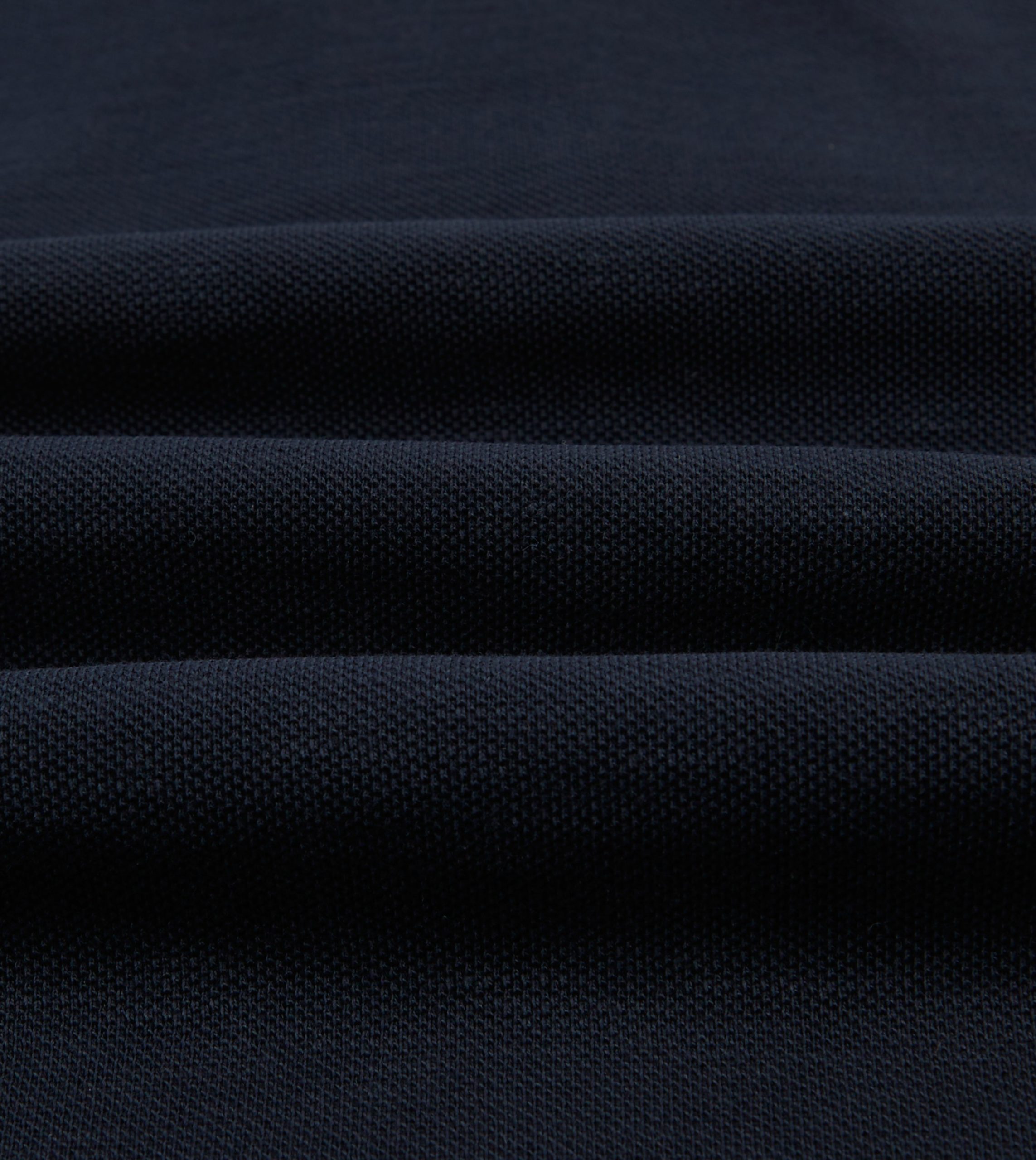 Navy Pique Cotton Long-Sleeve Polo Shirt - Image 2