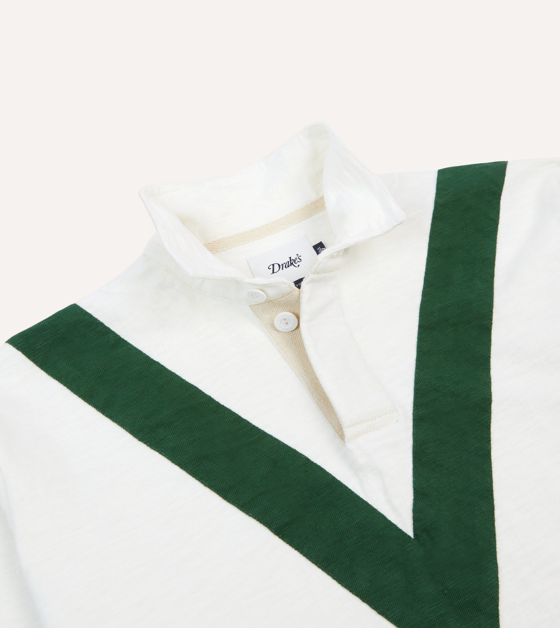 Ecru and Green Chevron Cotton Rugby Shirt - Image 4