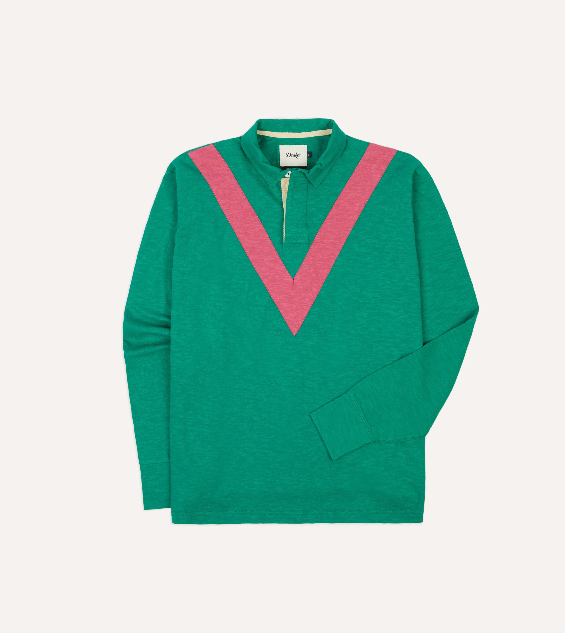 Green and Pink Chevron Flam?? Cotton Rugby Shirt