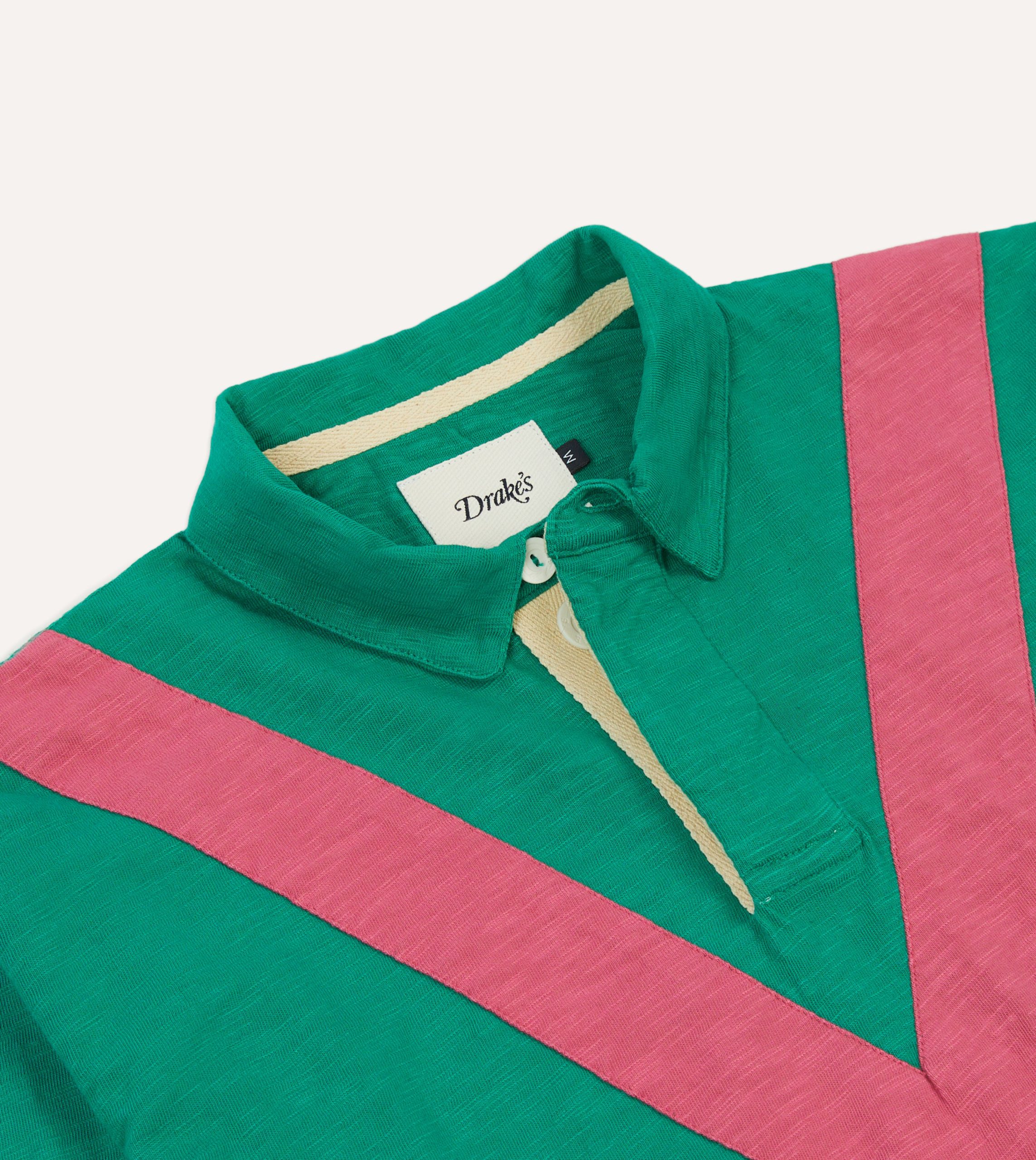 Green and Pink Chevron Flam?? Cotton Rugby Shirt - Image 3