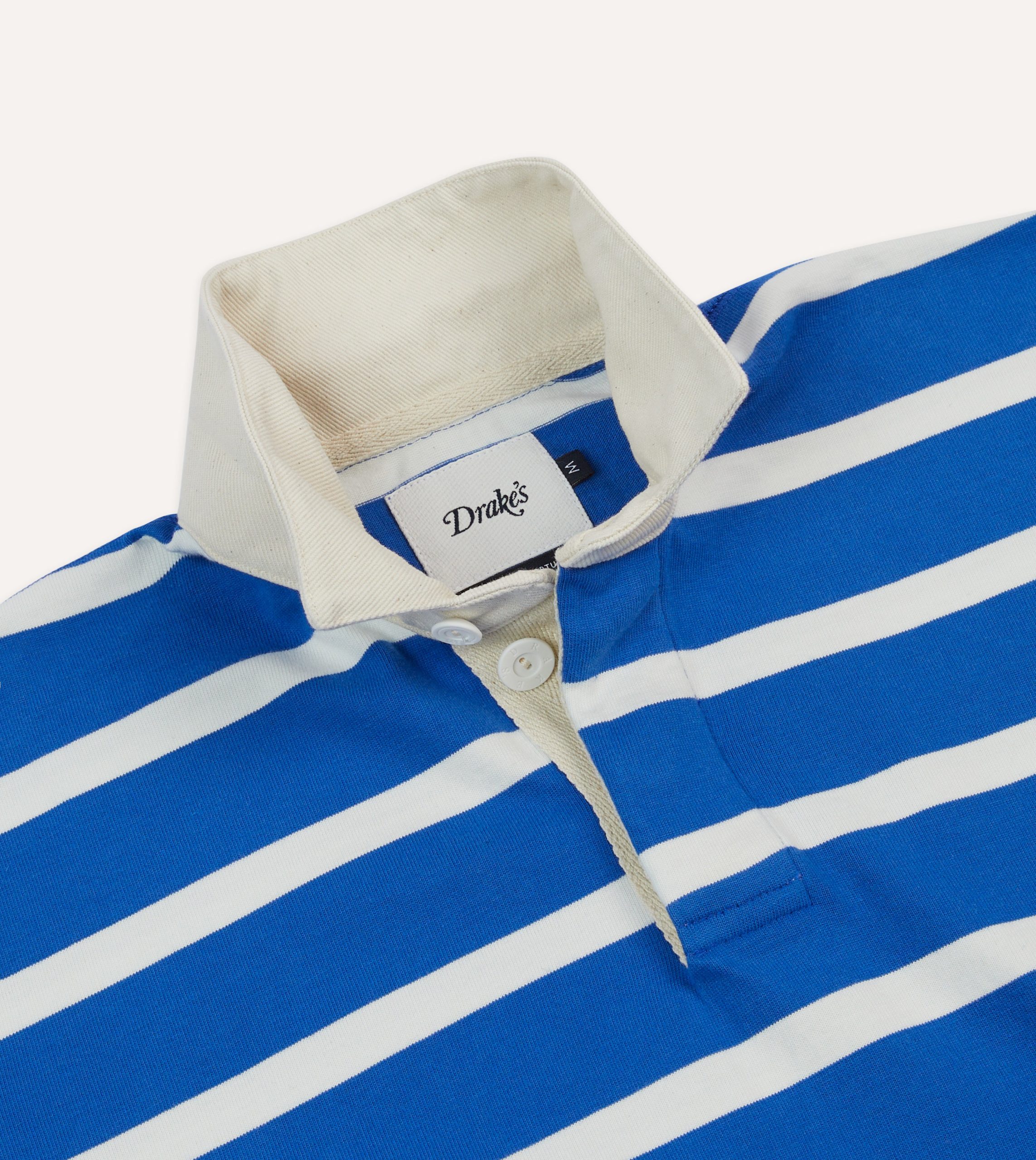 Blue and White Dual Stripe Cotton Rugby Shirt - Image 4