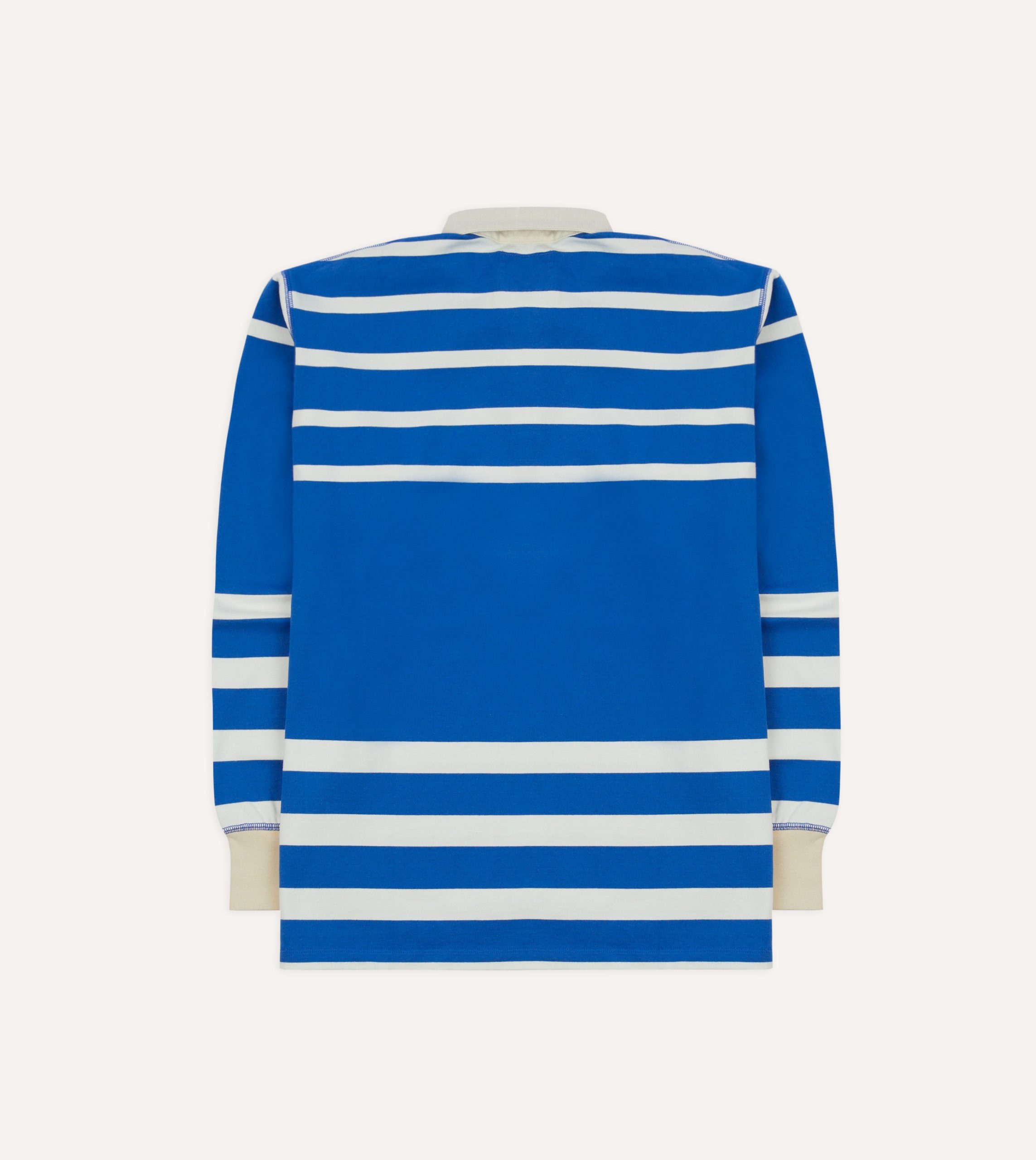 Blue and White Dual Stripe Cotton Rugby Shirt - Image 6