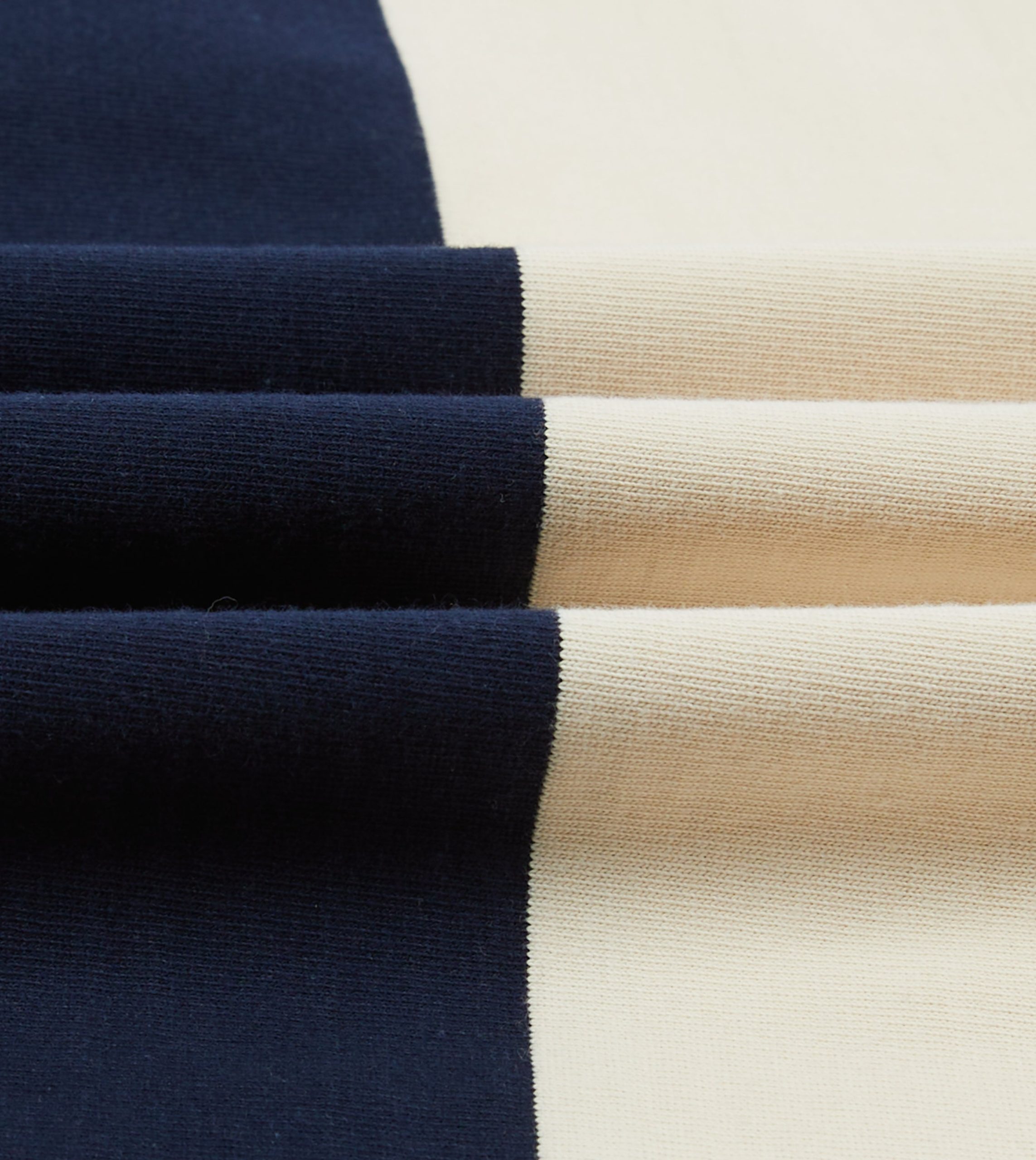 Navy. Red and Ecru Vertical Block Stripe Cotton Rugby Shirt - Image 2