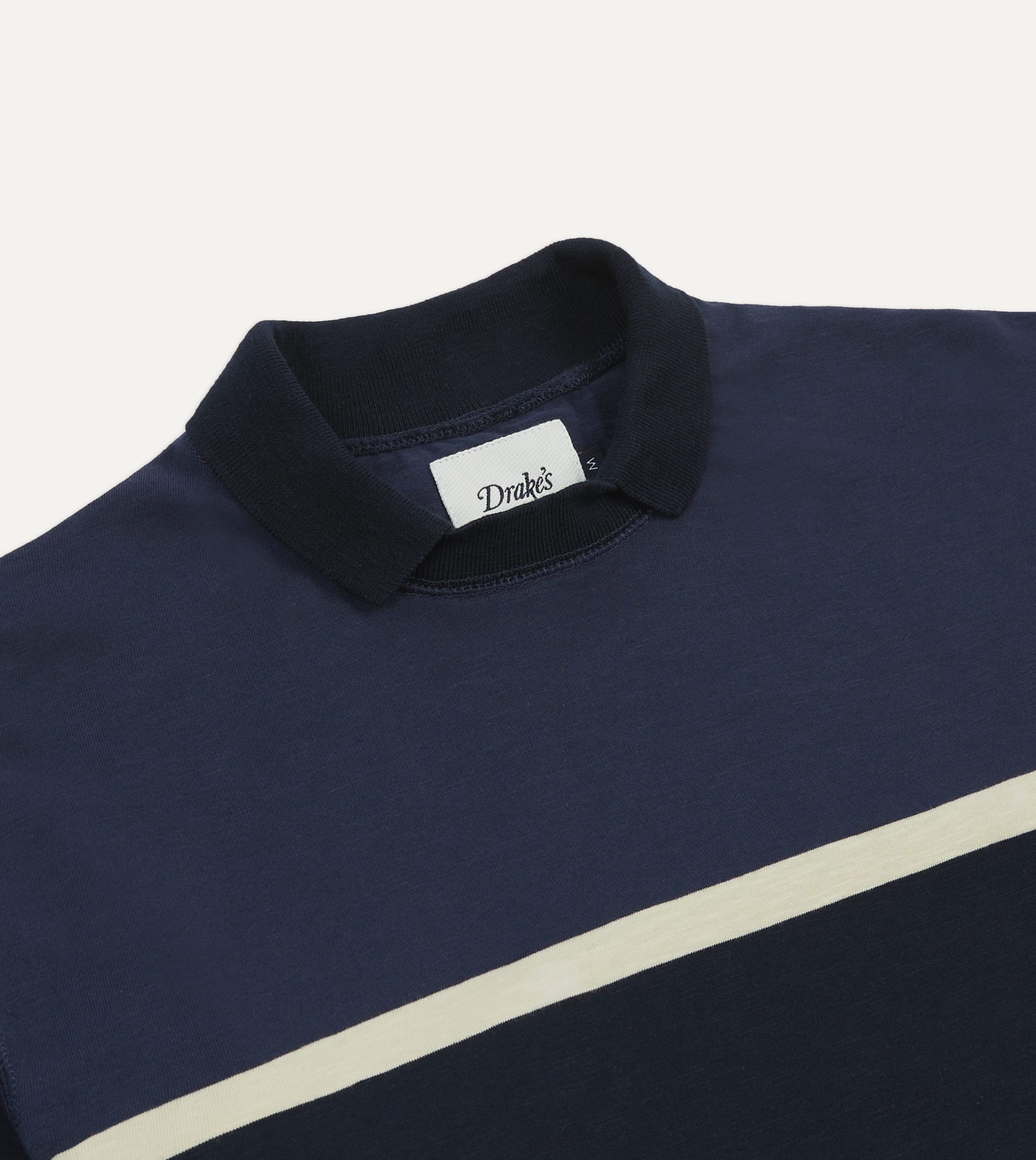 Navy and Ecru Stripe Mock Collar Long-Sleeve Jersey - Image 3