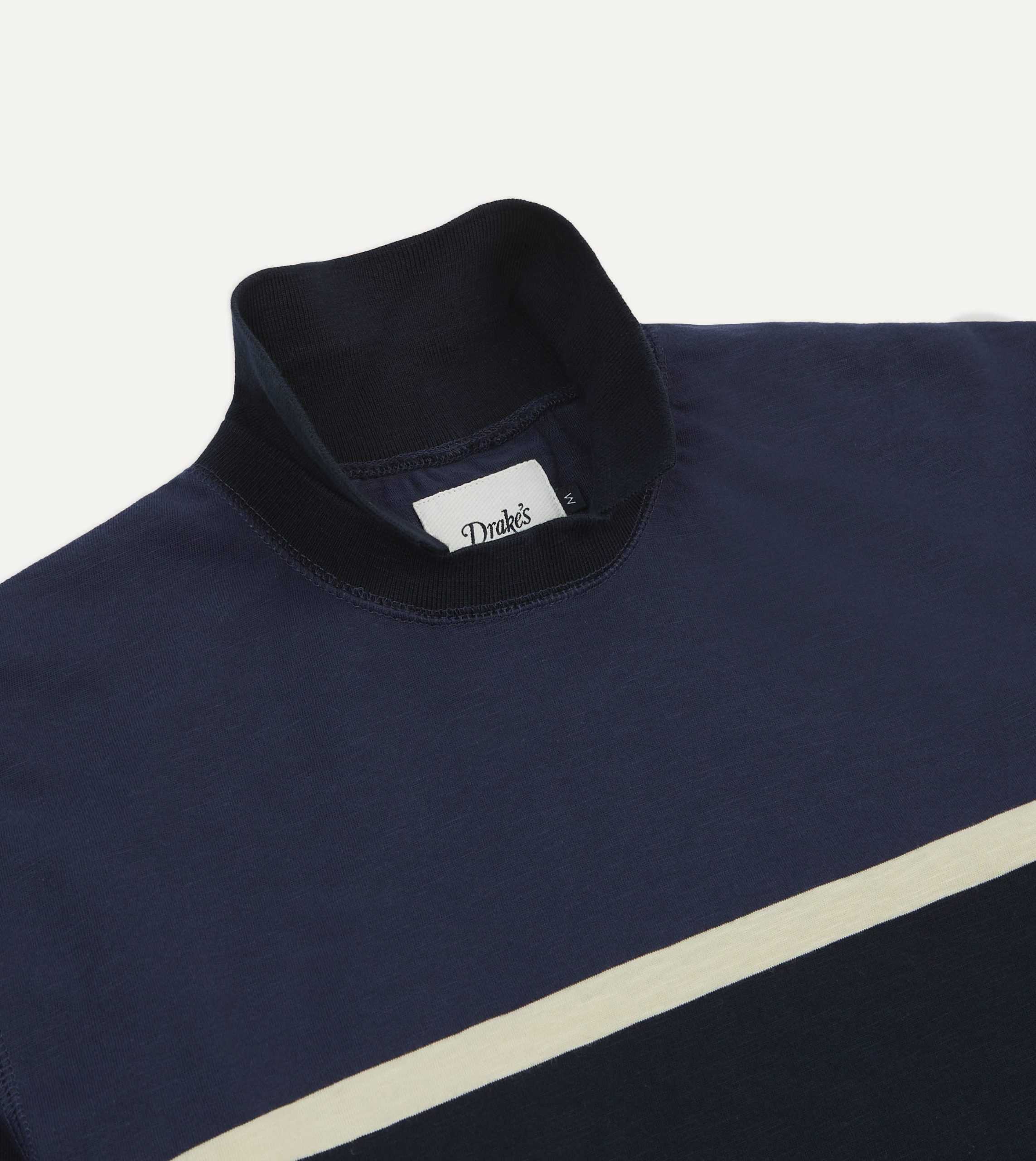 Navy and Ecru Stripe Mock Collar Long-Sleeve Jersey - Image 4