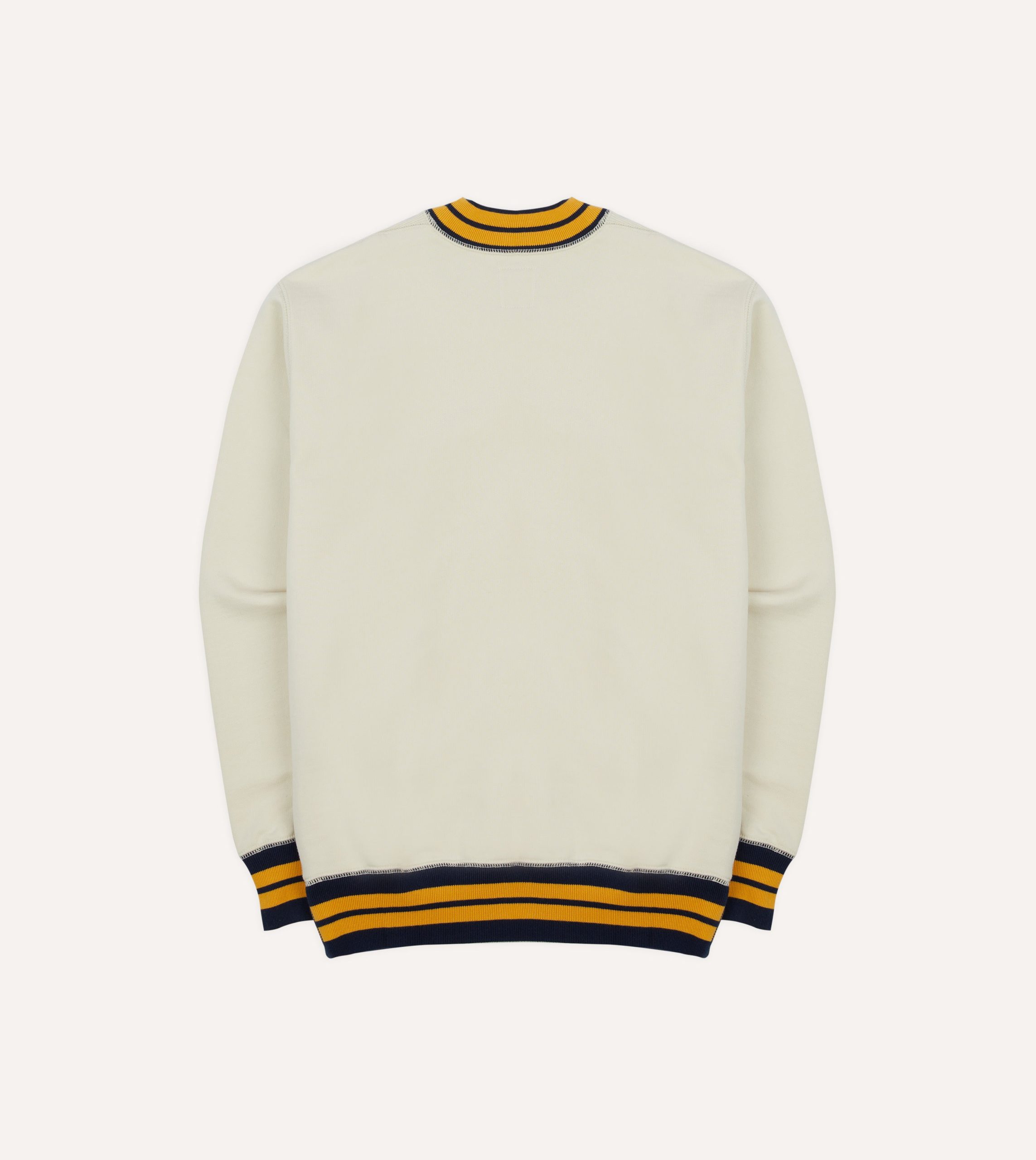 Ecru. Navy and Yellow Striped Rib Cotton Jersey Sweatshirt - Image 5