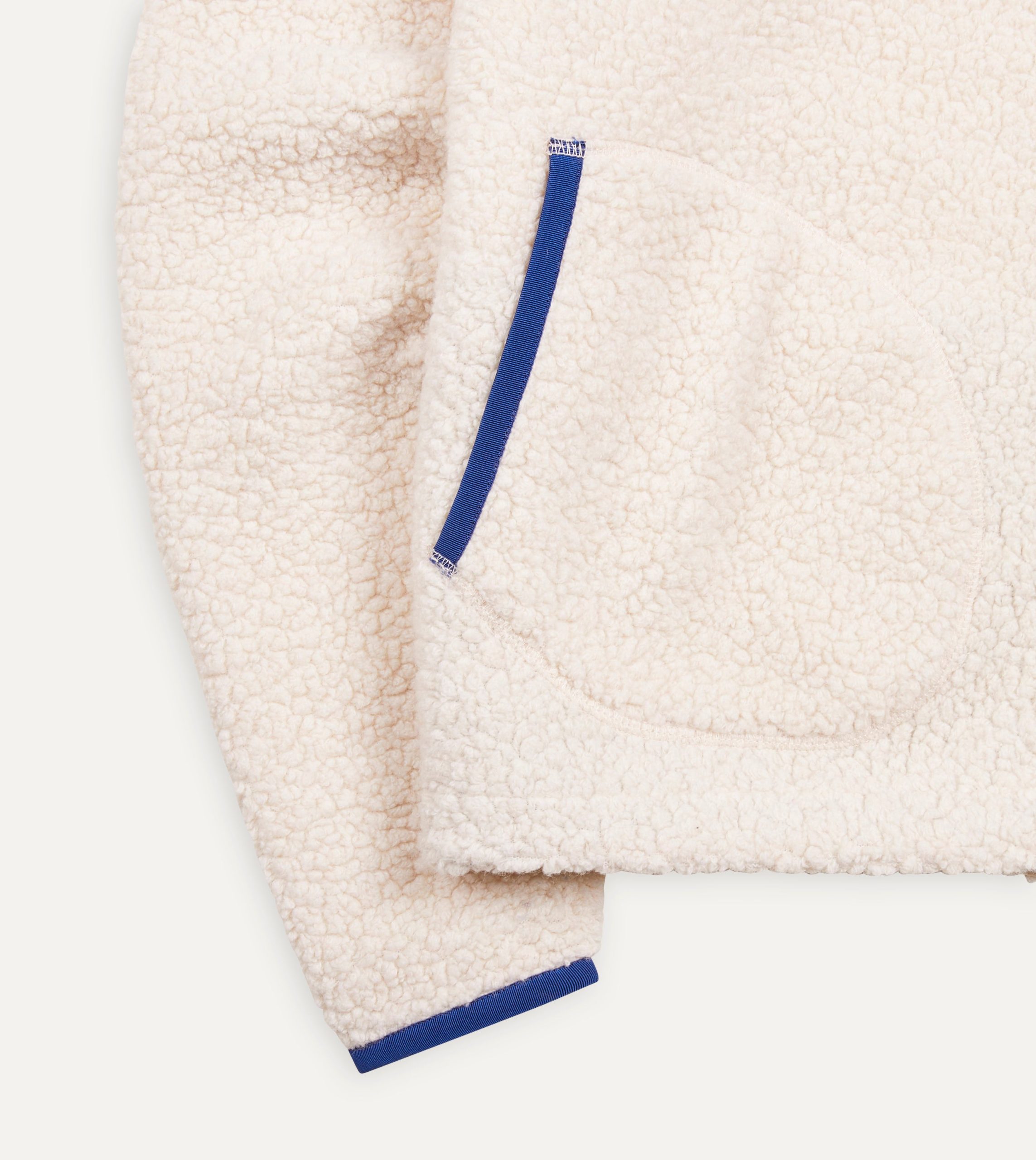 Ecru Boucle Wool Zip Fleece Jacket - Image 5