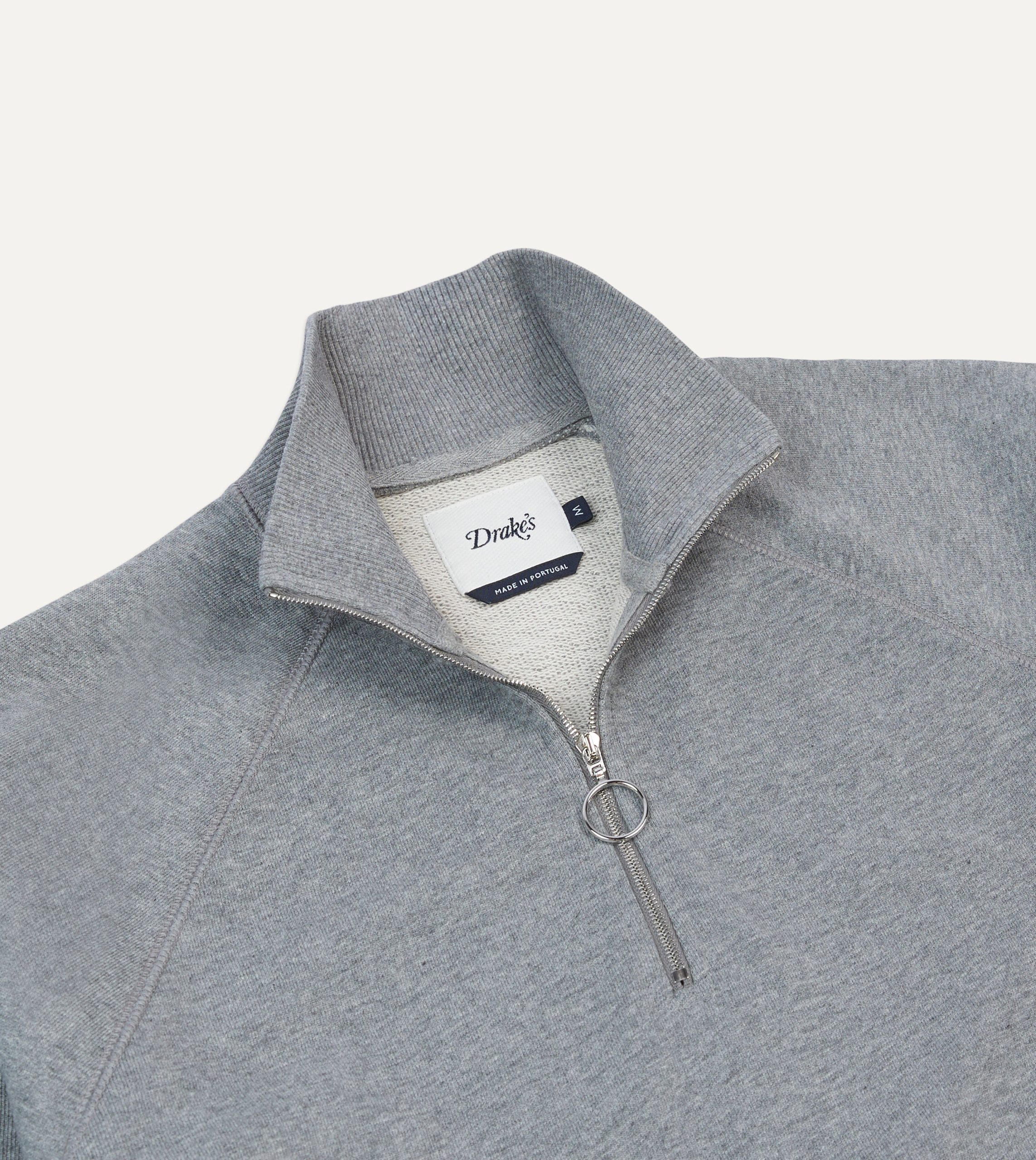 Grey Cotton Quarter Zip Sweatshirt - Image 3