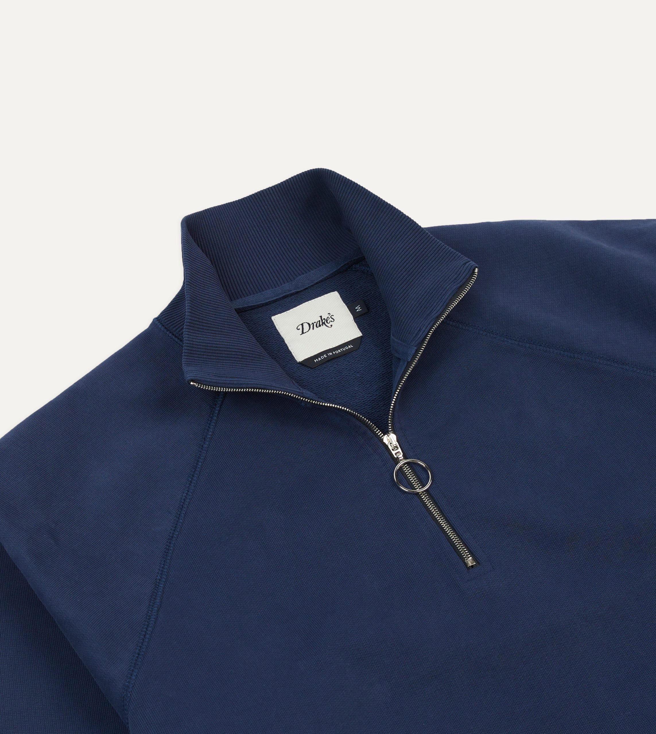Navy Cotton Quarter Zip Sweatshirt - Image 3