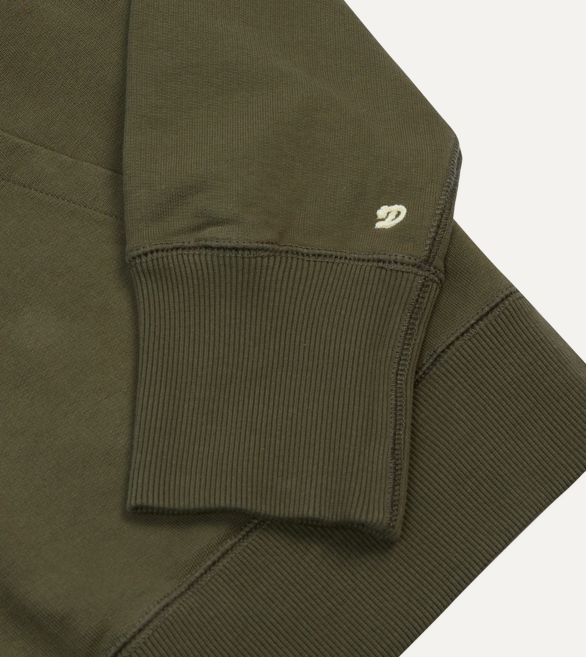 Khaki Green Cotton Quarter Zip Sweatshirt - Image 4
