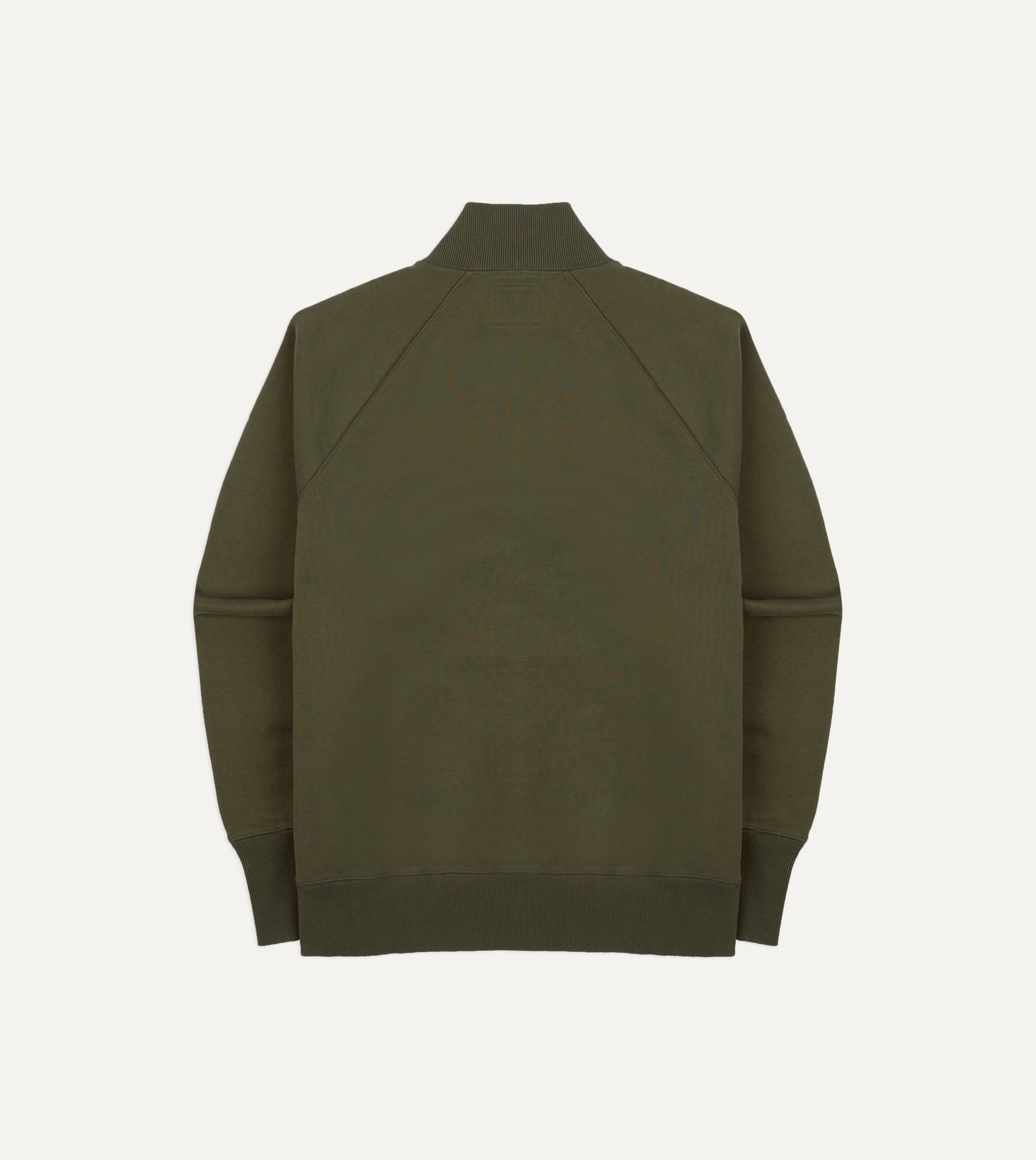 Khaki Green Cotton Quarter Zip Sweatshirt - Image 5