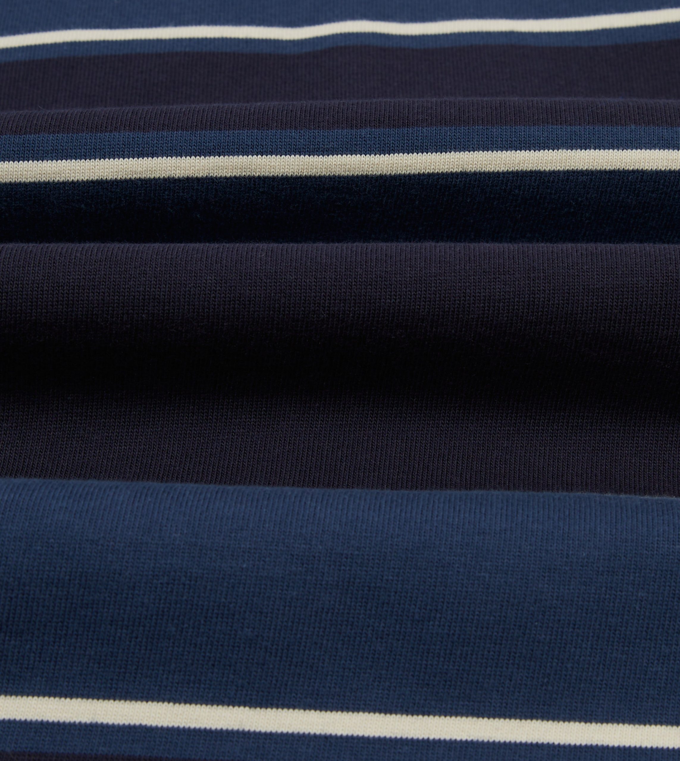 Drake's by A. Levine Navy Stripe Cotton Quarter Zip Rugby Shirt - Image 2