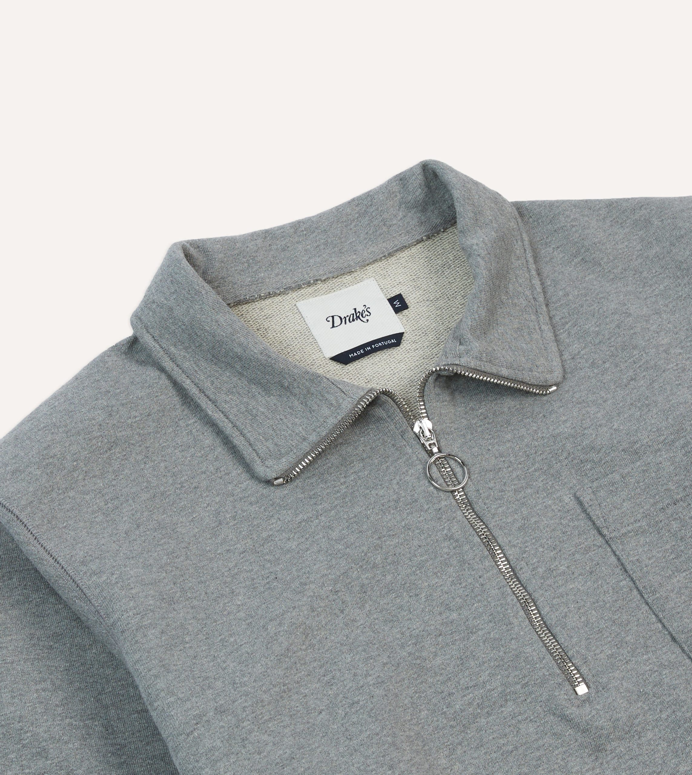 Grey Cotton Quarter Zip Collared Sweatshirt - Image 3