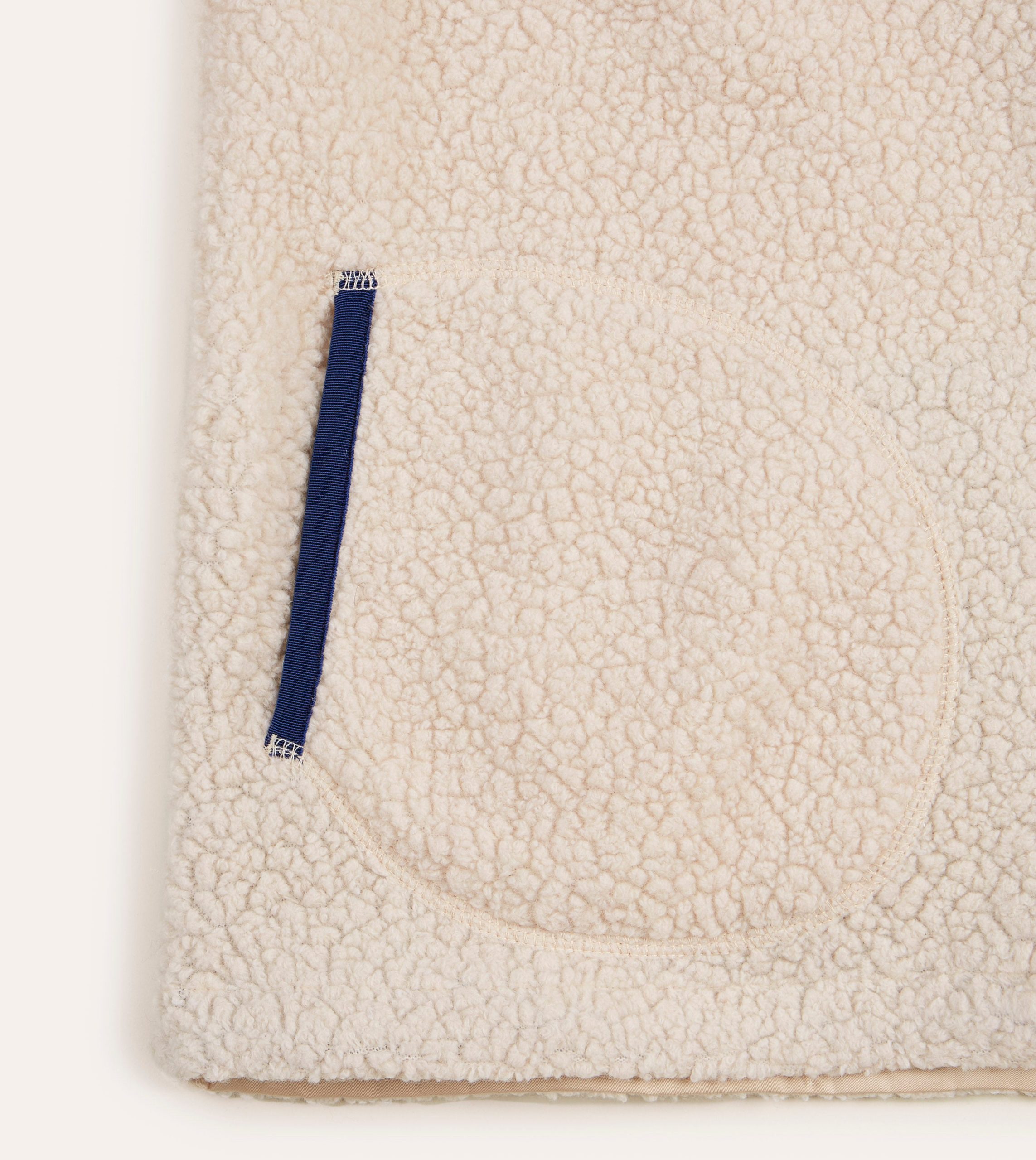 Ecru Boucle Wool Zip Fleece Vest - Image 5