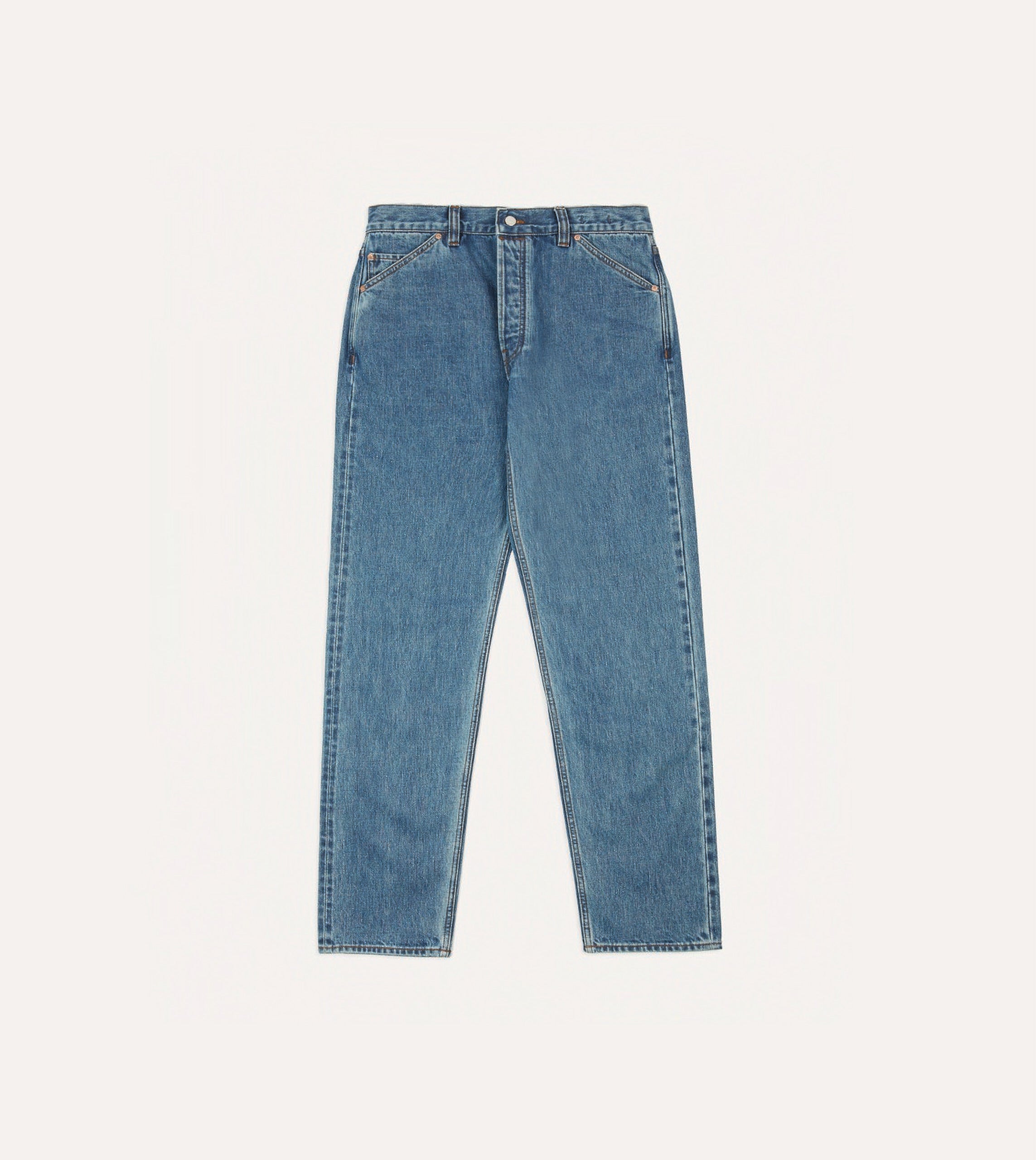 Bleach Wash 14.2oz Japanese Selvedge Denim Five-Pocket Jeans - Image 3
