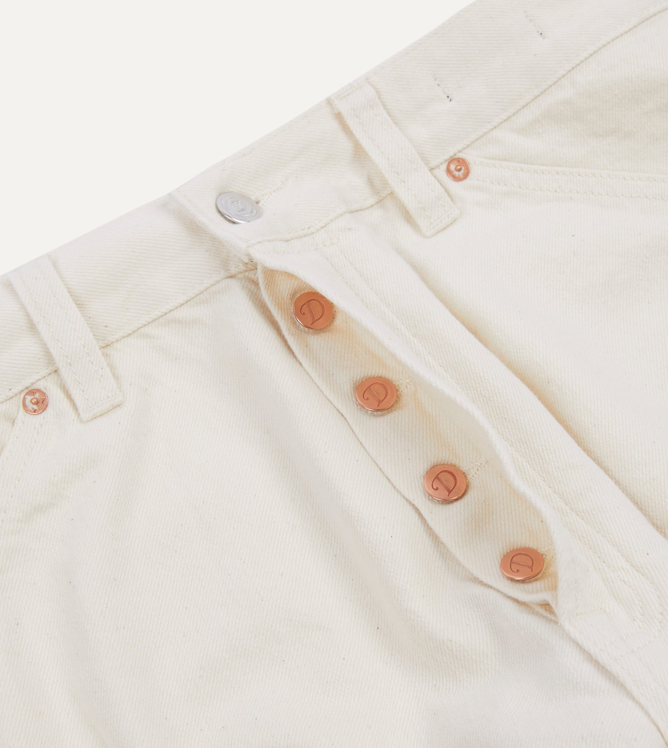 Ecru 12.7oz Selvedge Denim Tonal Stitch Five-Pocket Jeans - Image 4