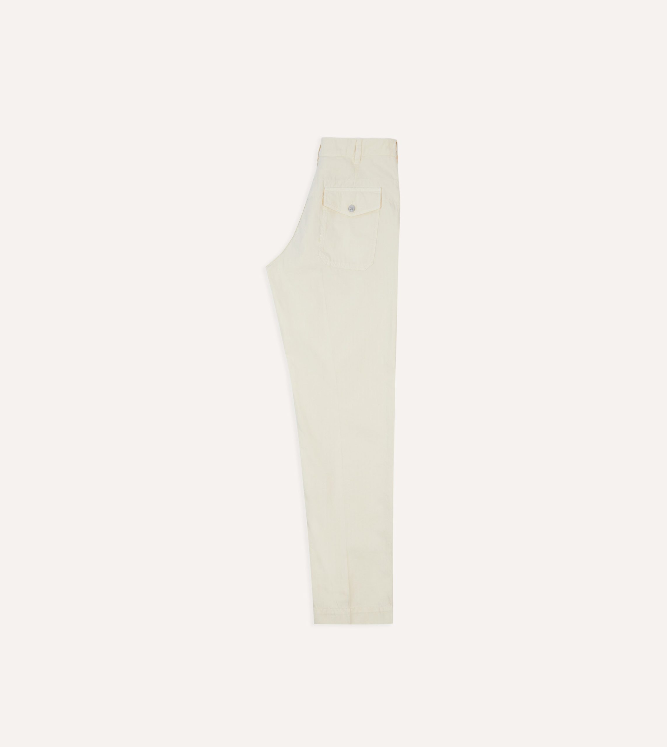 Ecru Cotton-Linen Herringbone Fatigue Trouser - Image 6