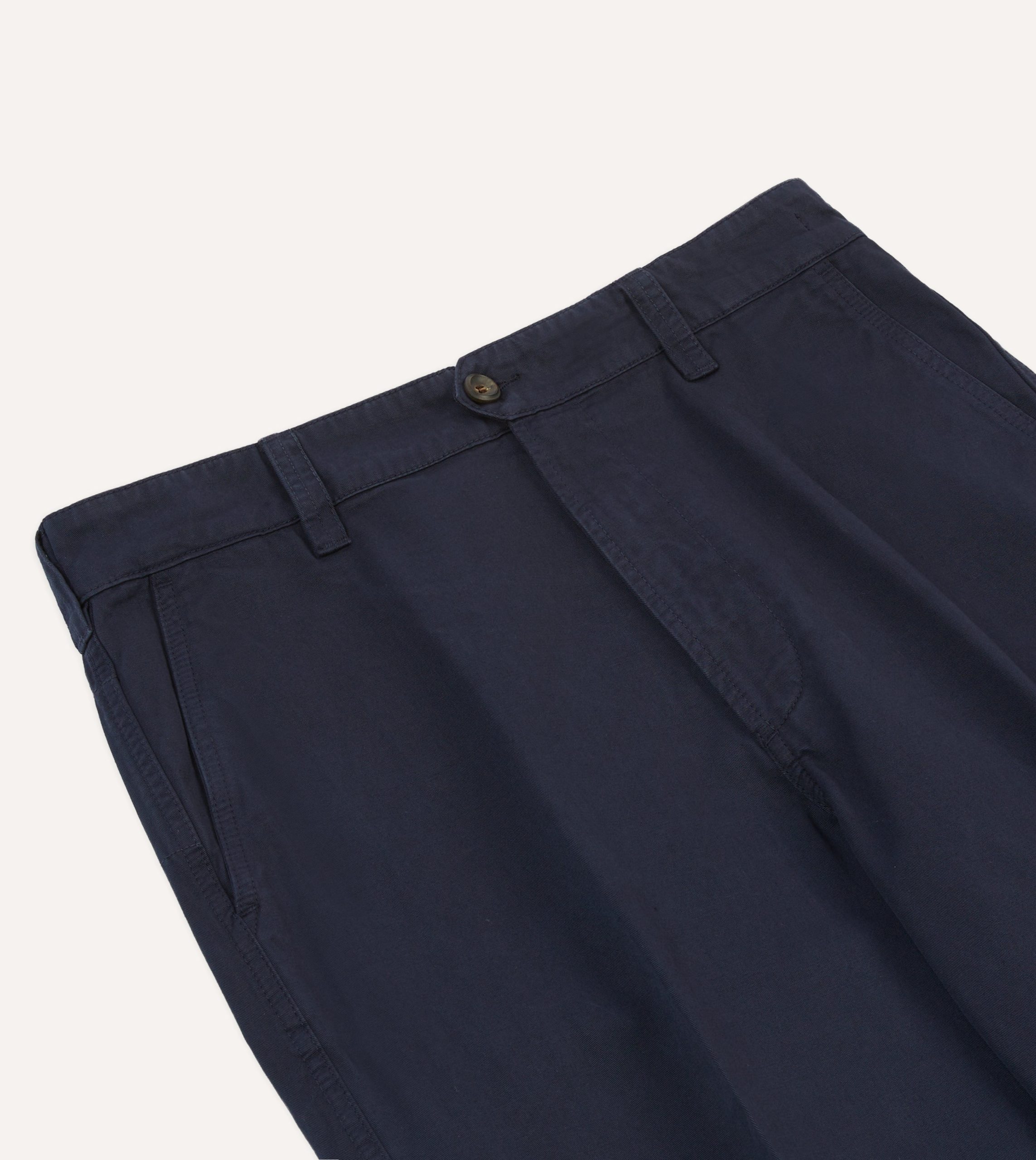 Navy Cotton Flat Front Chino - Image 4