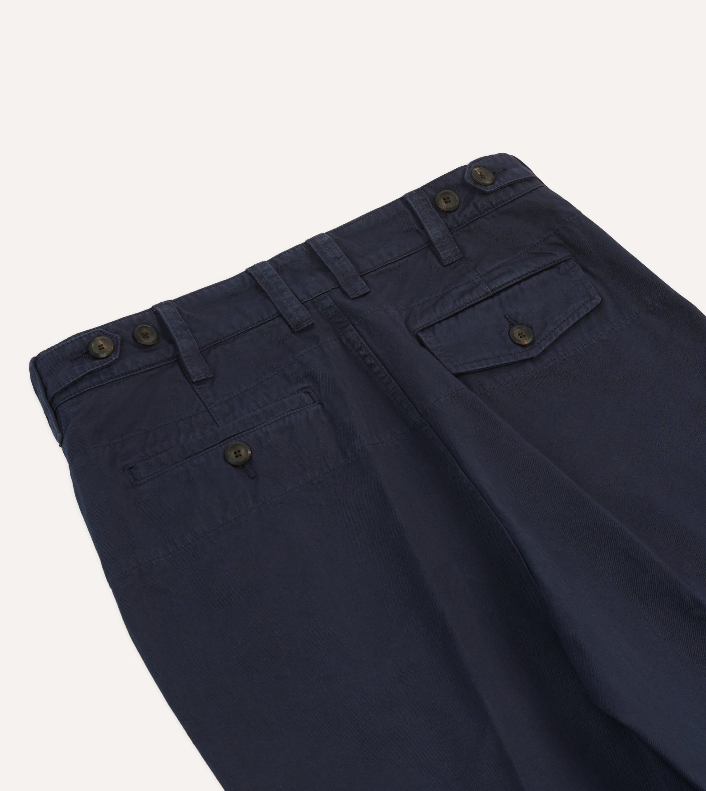 Navy Cotton Flat Front Chino - Image 5