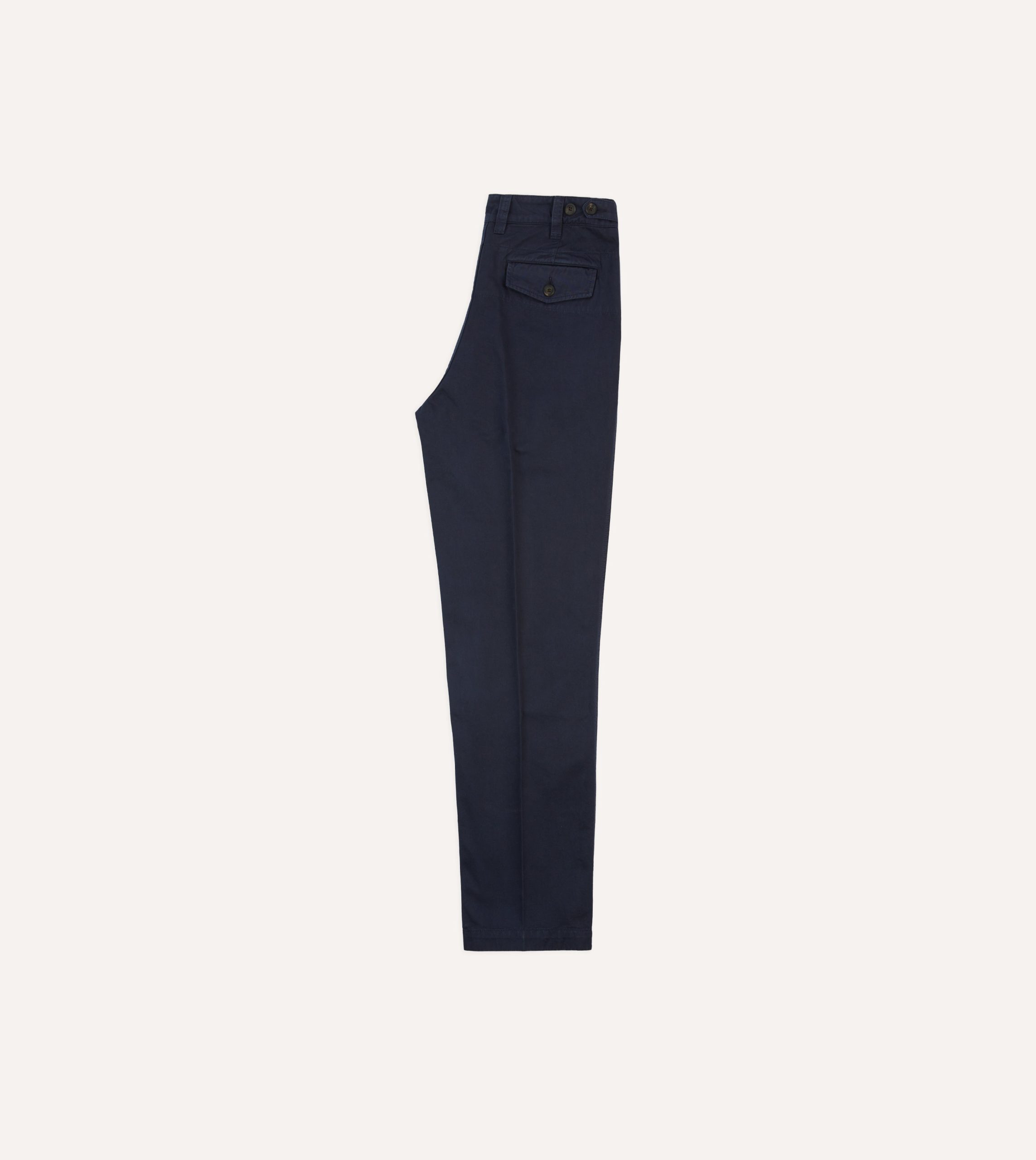 Navy Cotton Flat Front Chino - Image 6