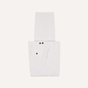 Ecru Cotton Flat Front Chino