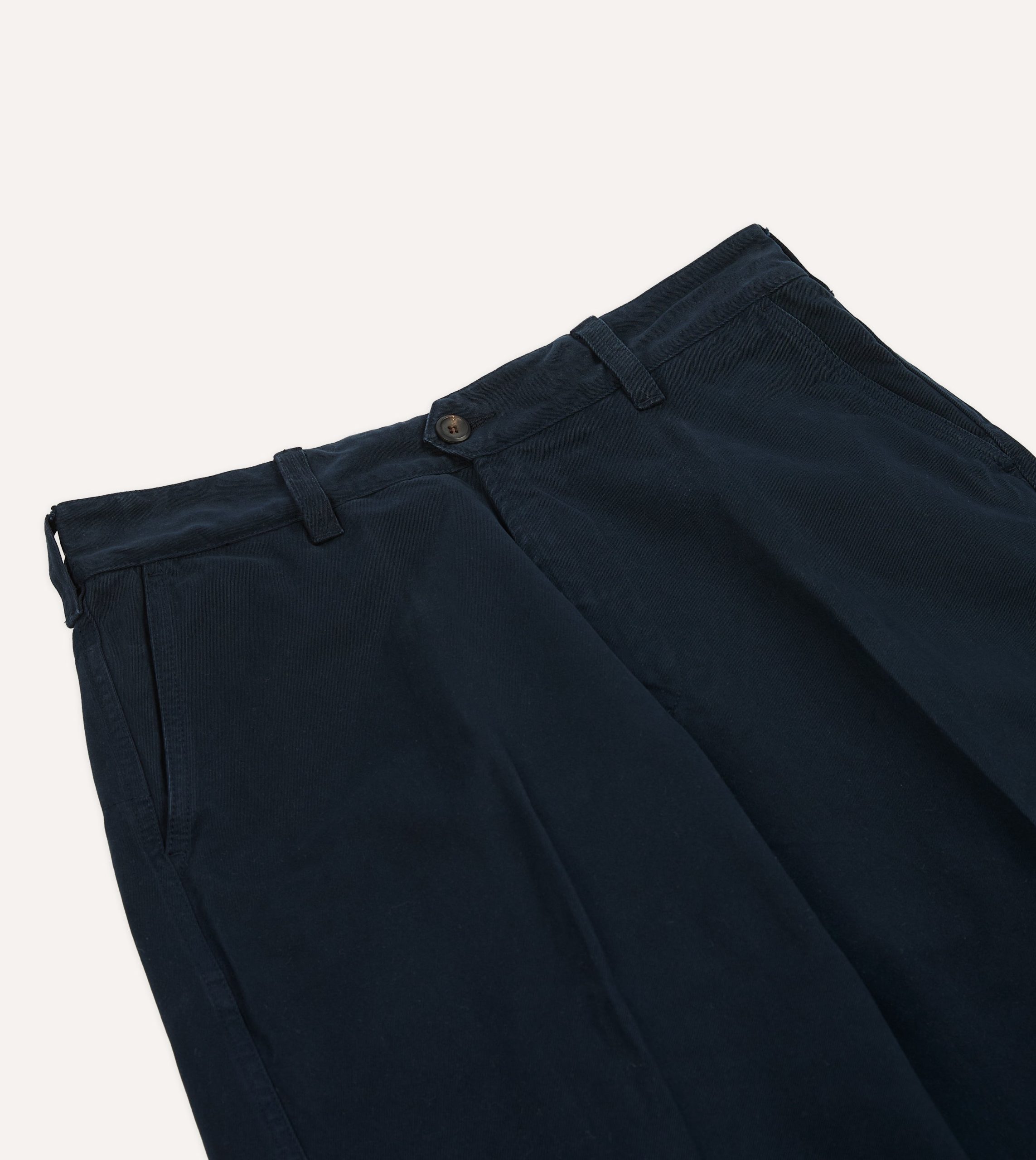Navy Textured Cotton Flat Front Chino - Image 4