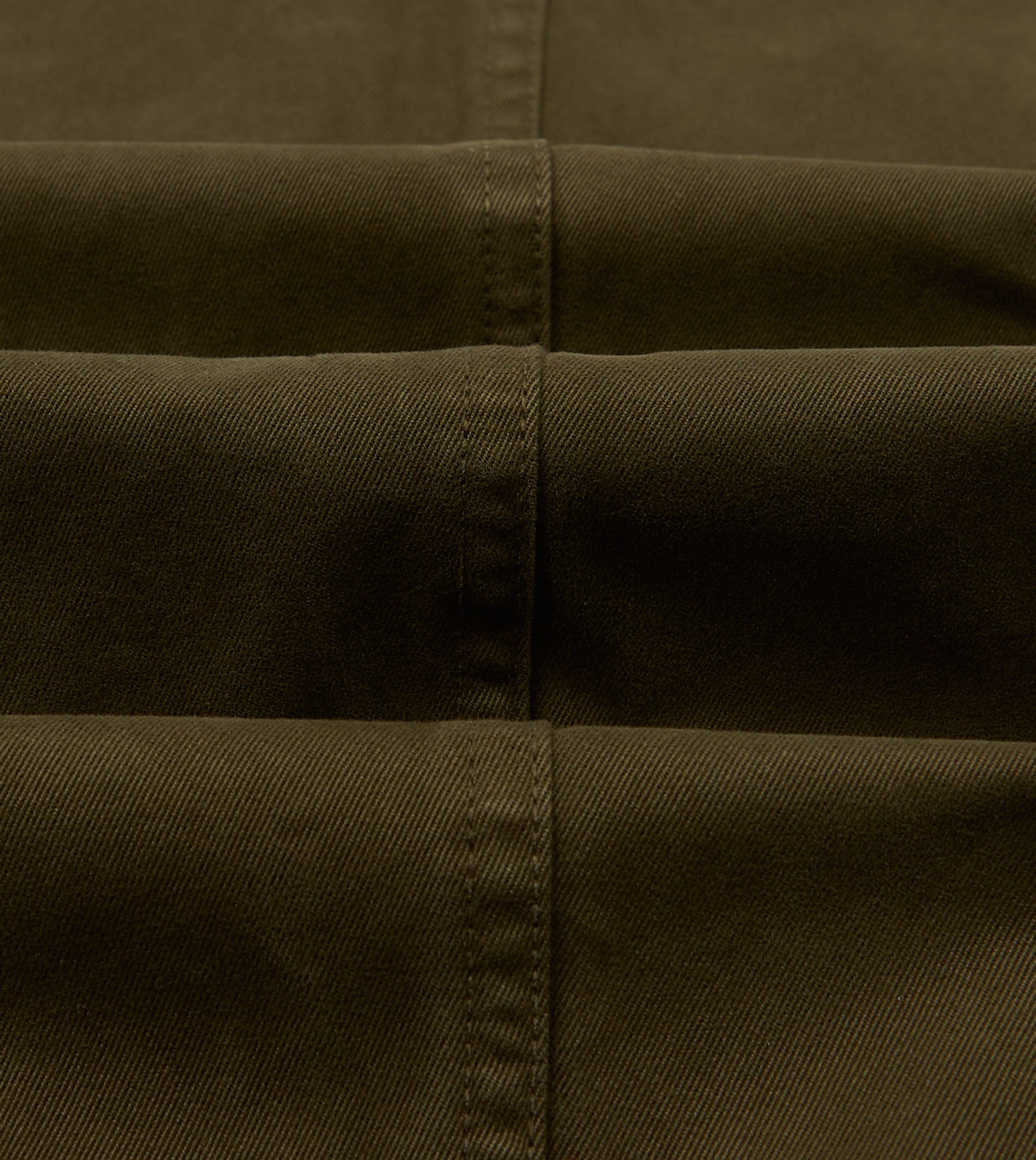 Olive Textured Cotton Flat Front Chino - Image 2