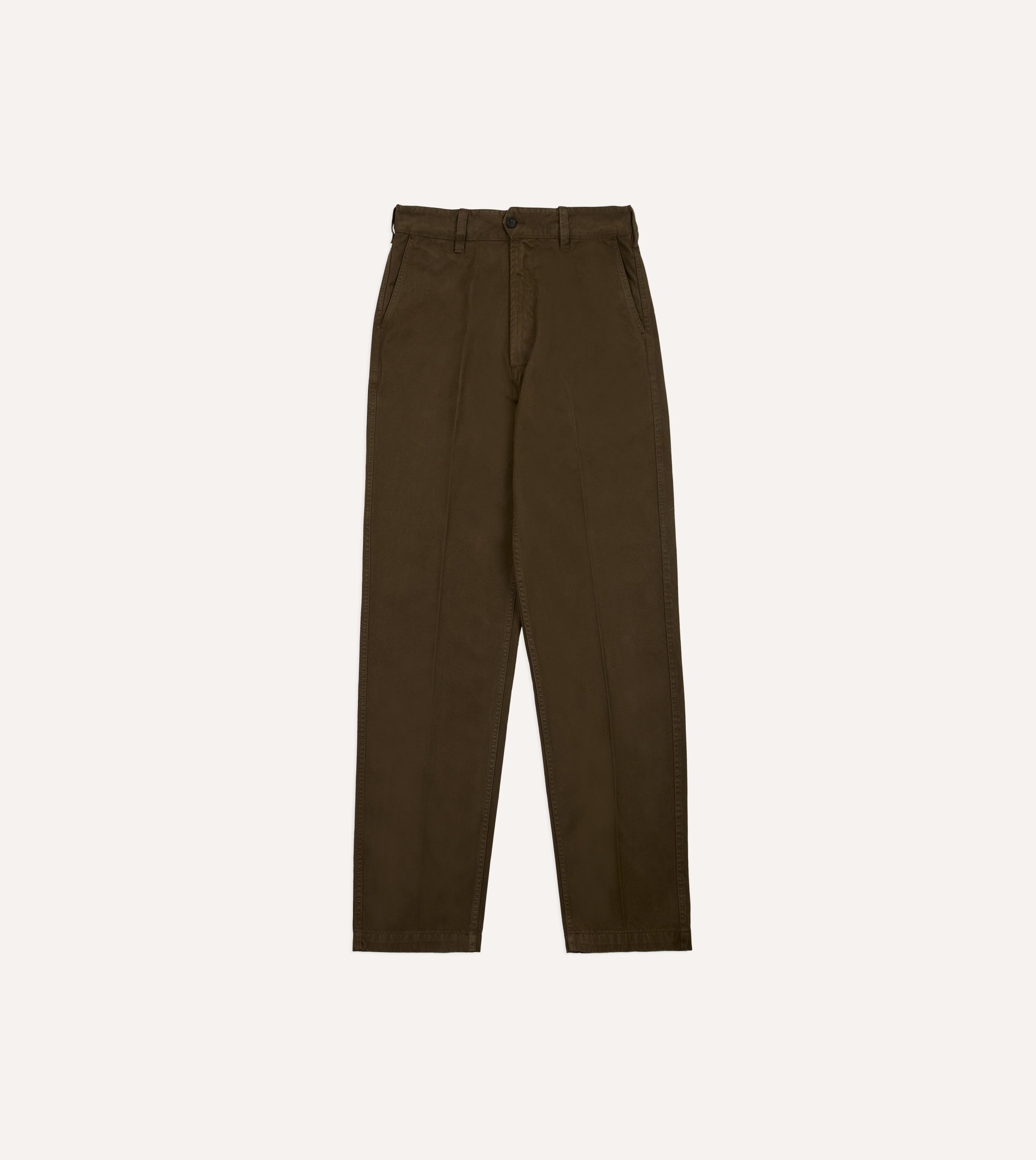 Brown Textured Cotton Flat Front Chino - Image 3