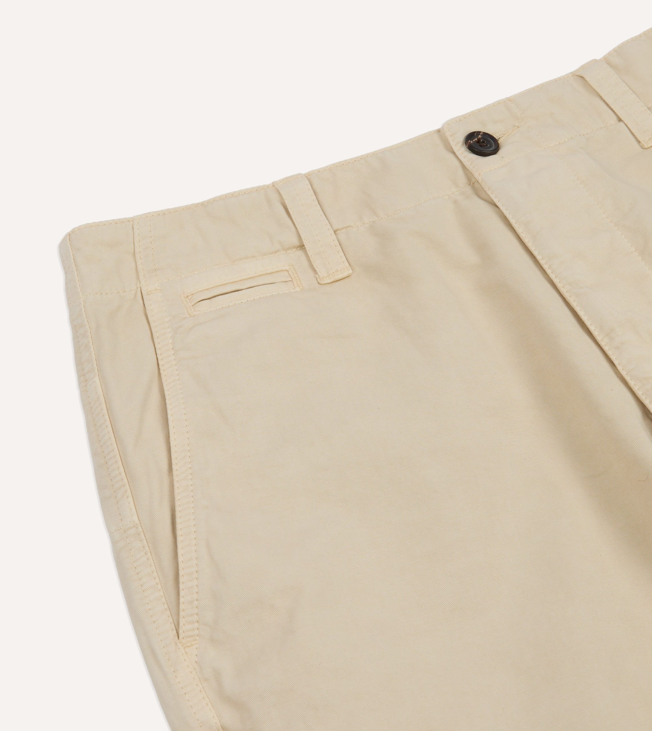 Cream Cotton Wide Leg Flat Front Chino - Image 5