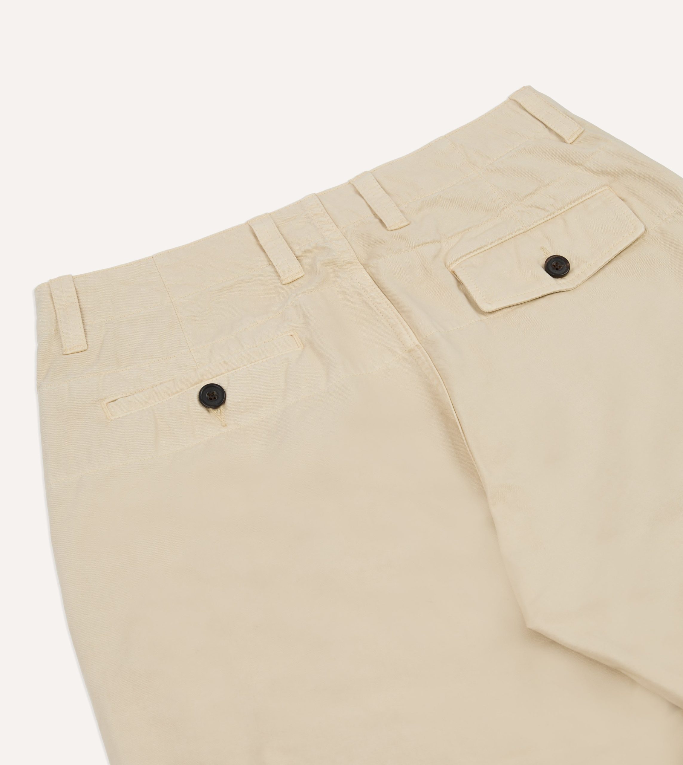 Cream Cotton Wide Leg Flat Front Chino - Image 6