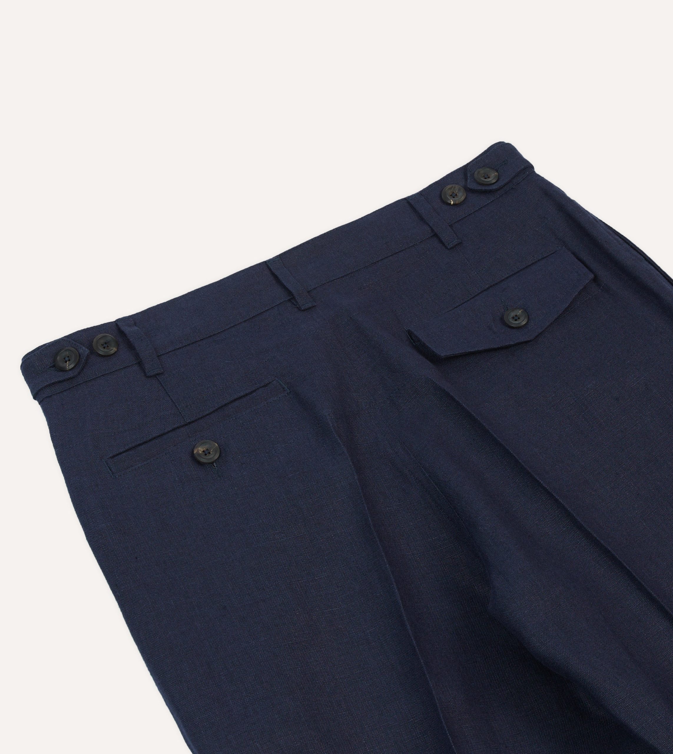 Navy Antique Linen Games Trousers - Image 5